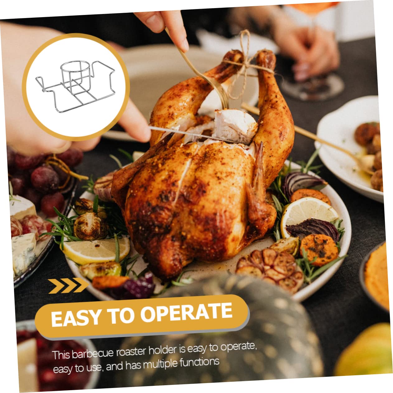Soporte Plegable Acero Asar Inoxidable Pollo para para Barbacoa