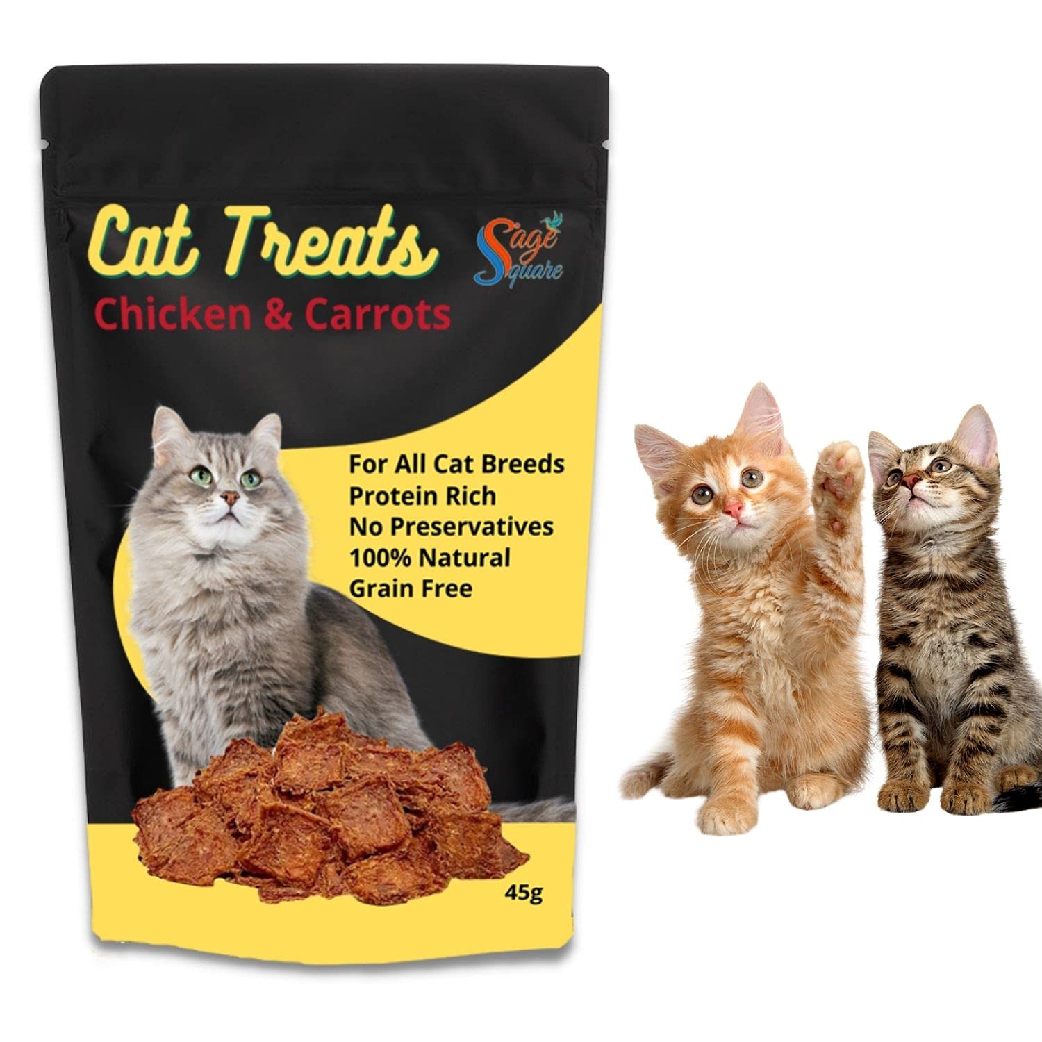 Sage Square Chicken & Carrot Cat Treat, Crunchy Protein Rich Snack (45g) (B092VVXKMC) Amazon Price History, Amazon Price Tracker