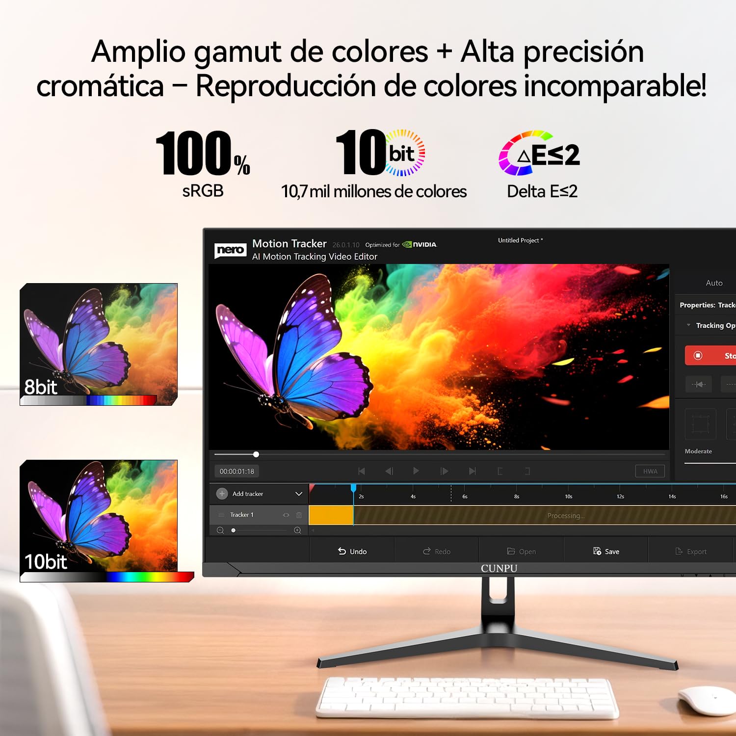 CUNPU Monitor 4K UltraHD 32 Pulgadas, SRGB 100%, Adaptive Sync., 2X HDMI2.0 2X DP1.4, 16:9, VESA(100 * 100mm), HDR10, HDMI/DP, Negro