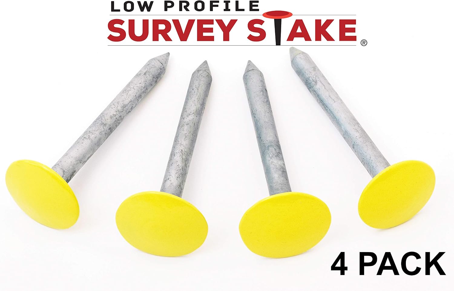 Low Profile Survey Stakes - 4-Pack - Hi-Vis Yellow - Survey Markers