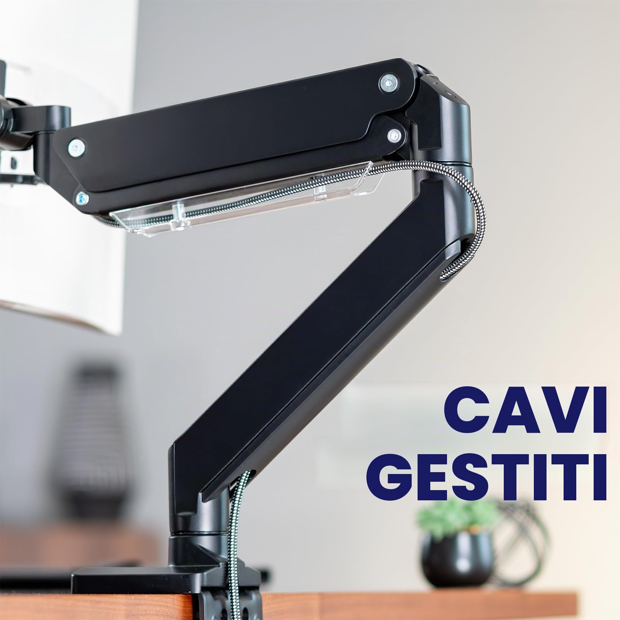 VIVO Braccio per Monitor Premium in Alluminio per Schermi Ultrawide fino a 49 Pollici e 15 kg, Supporto Singolo Robusto da Scrivania, Altezza Pneumatica, VESA Max 100x100, Nero, STAND-V101G1