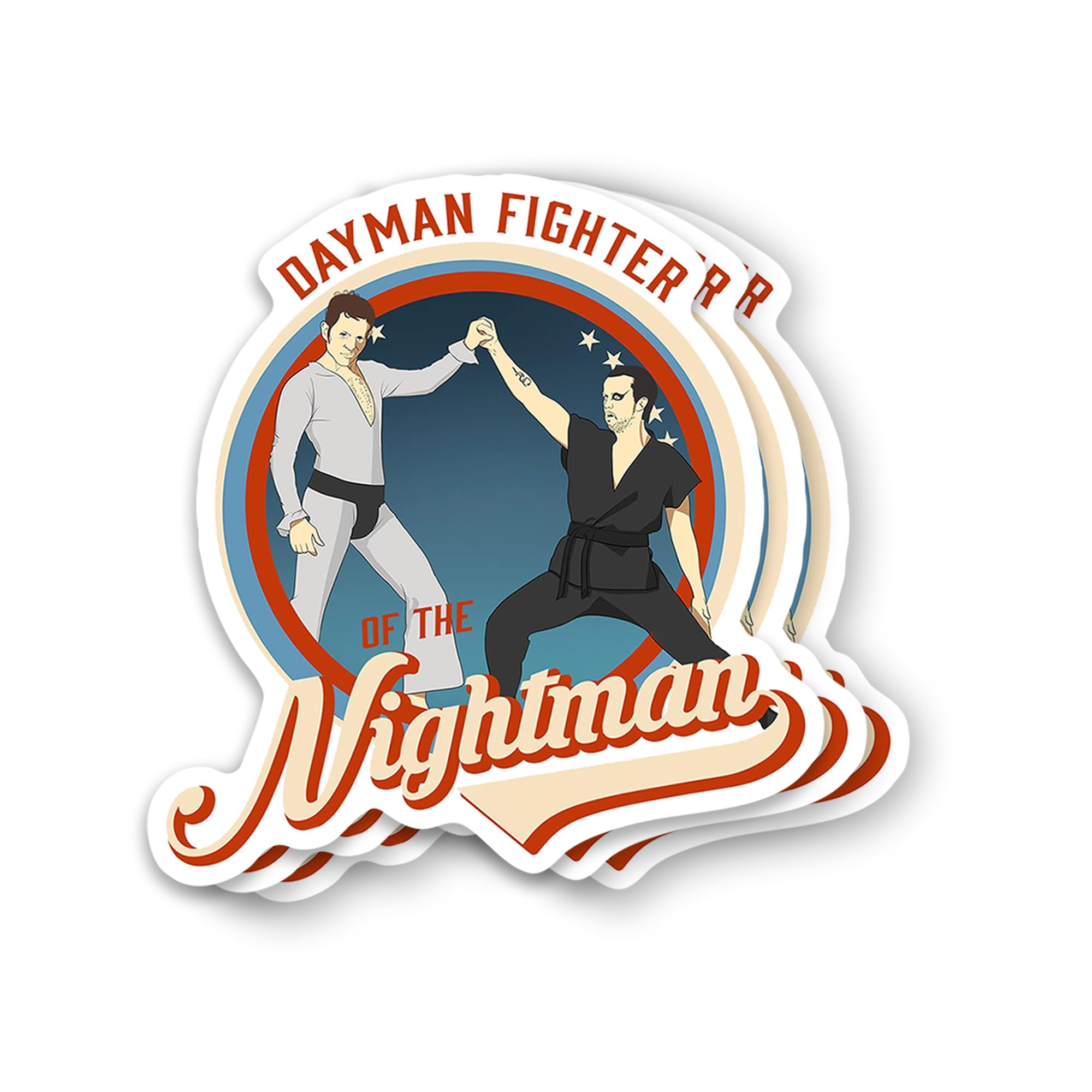(3Pcs) Always Sunny in Philadelphia Dayman Fighter of The Nightman Ribbon Sticker 3 Inch for Water Bottle, Tumbler, Laptop, Hat, Phone Case