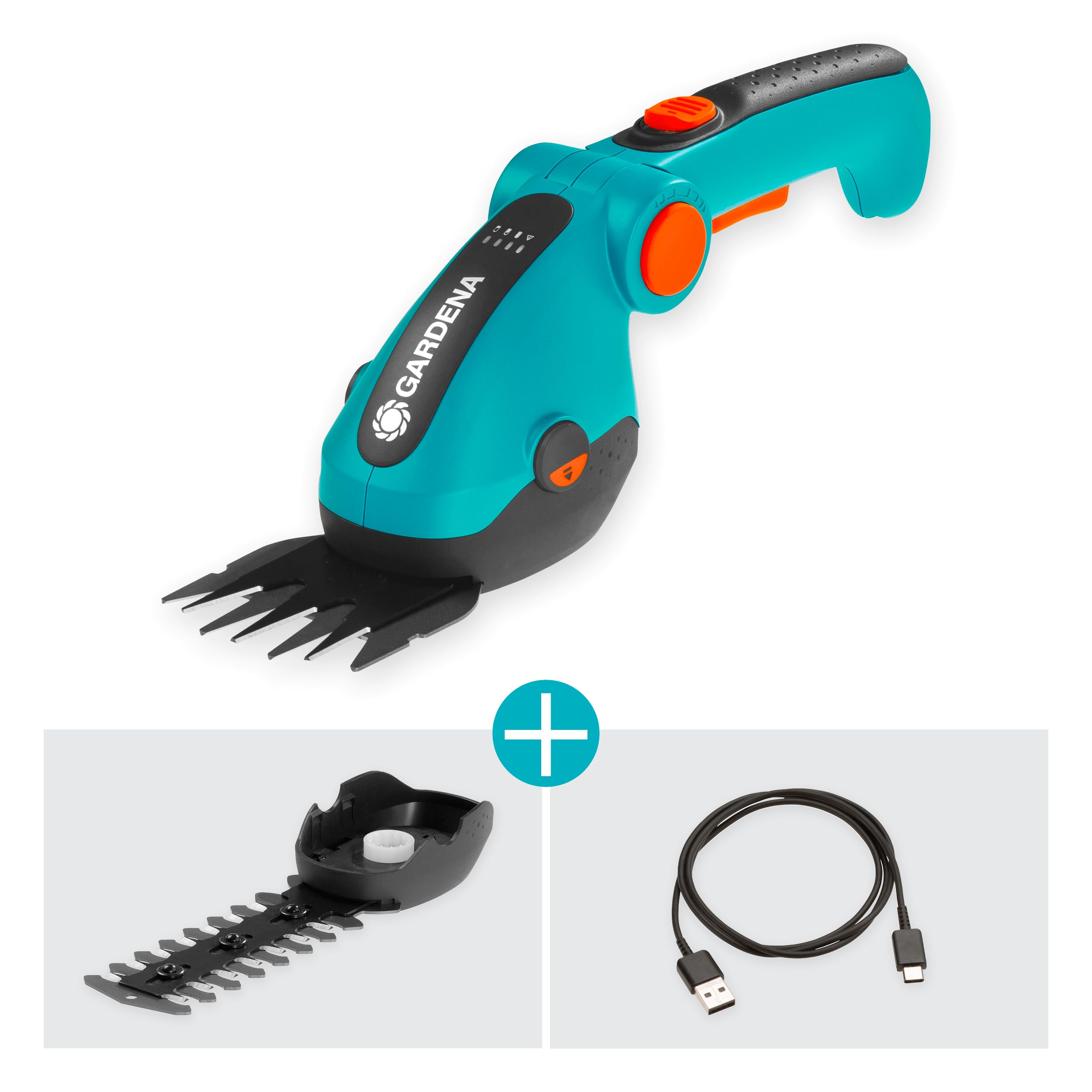 Gardena Set de cisailles à Gazon et arbustes sans Fil ComfortCut Li :cisaille à Gazon et Coupe-arbustes, poignée Confort réglable avec Affichage LED, Changement de Lame sans Outils (9888-20)