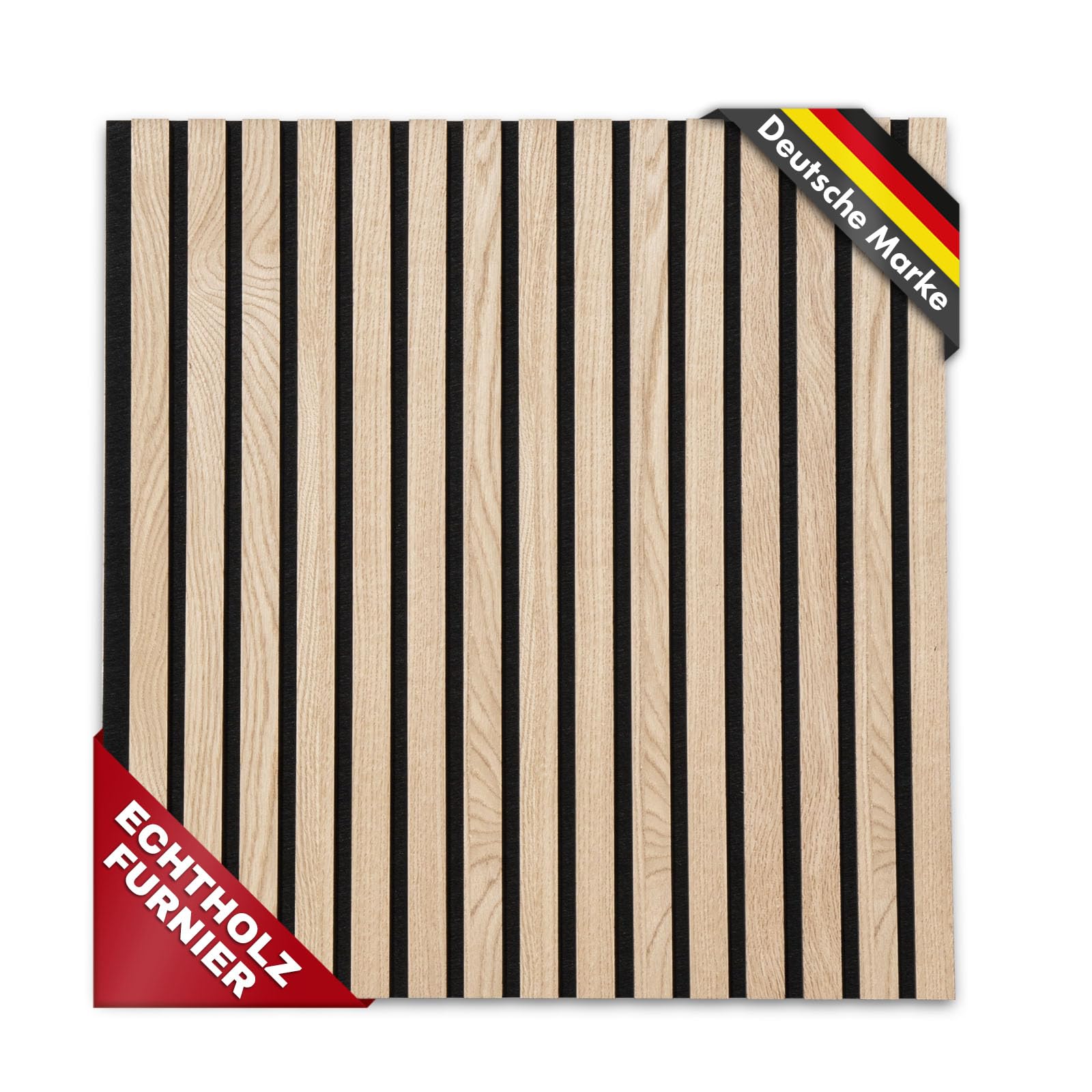 etm Panneaux acoustiques - 60 x 60 cm - Panneaux muraux avec placage en Bois véritable - Revêtement Mural - Panneau Acoustique en Feutre - Feutre Acoustique (White Oak)
