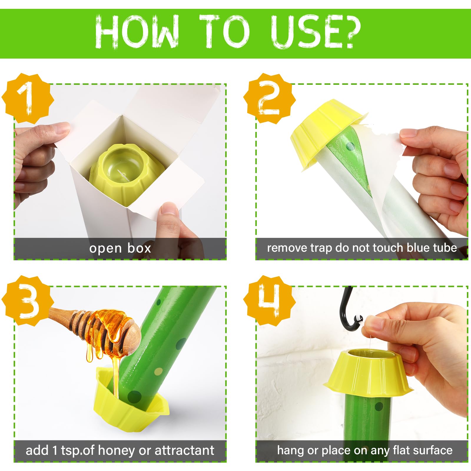 Qualirey 15 piezas de trampas adhesivas para moscas con gancho para colgar, para interiores y exteriores, trampas para moscas domésticas e insectos voladores, polilla de abeja, mosquitos (estilo