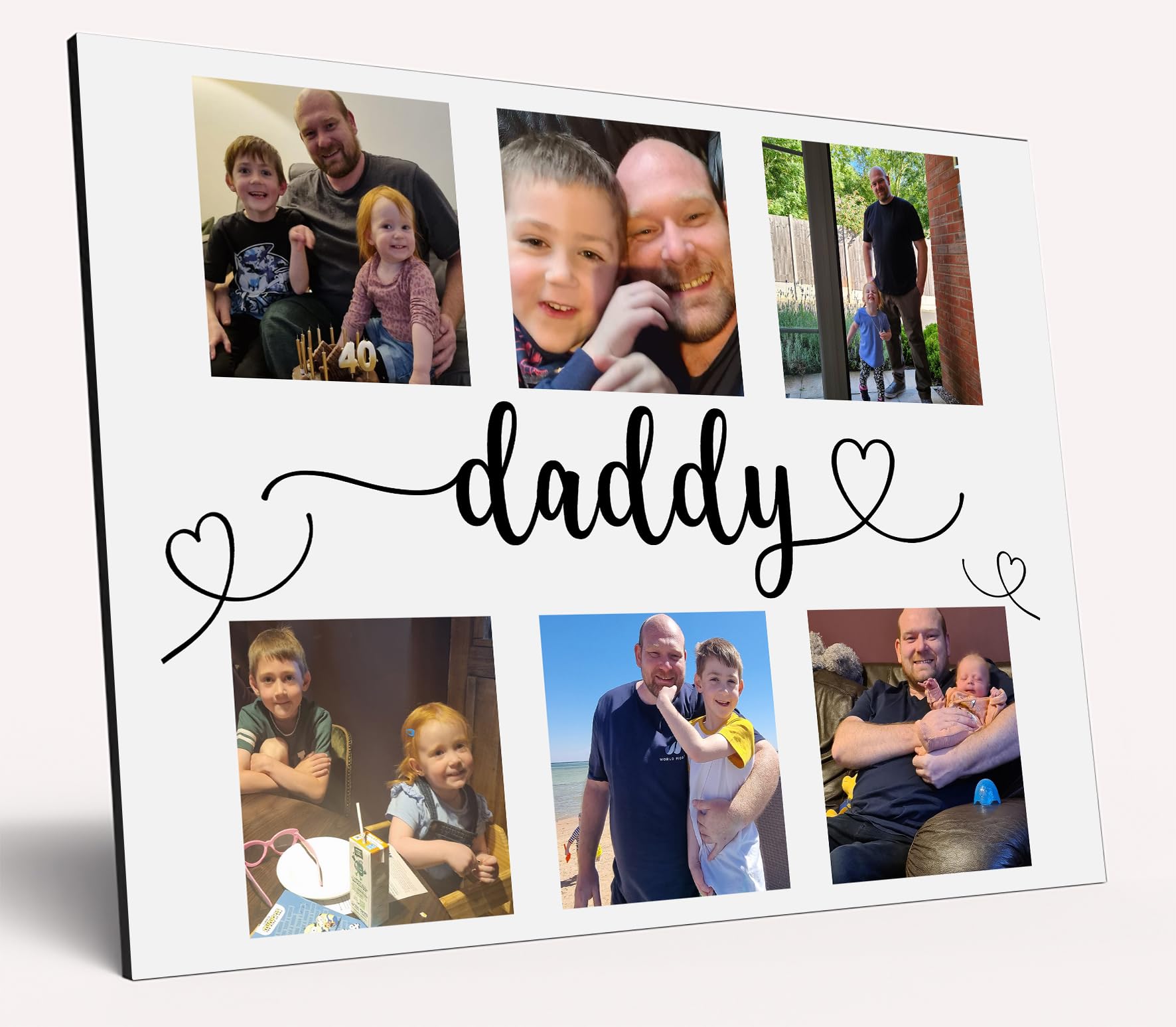 The Plum Penguin White Personalised Dad Photo Gift From Kids Father's Day Large Wooden Plaque Memories Birthday Christmas Celebrate Customised For Best Dad Grandad (Daddy)