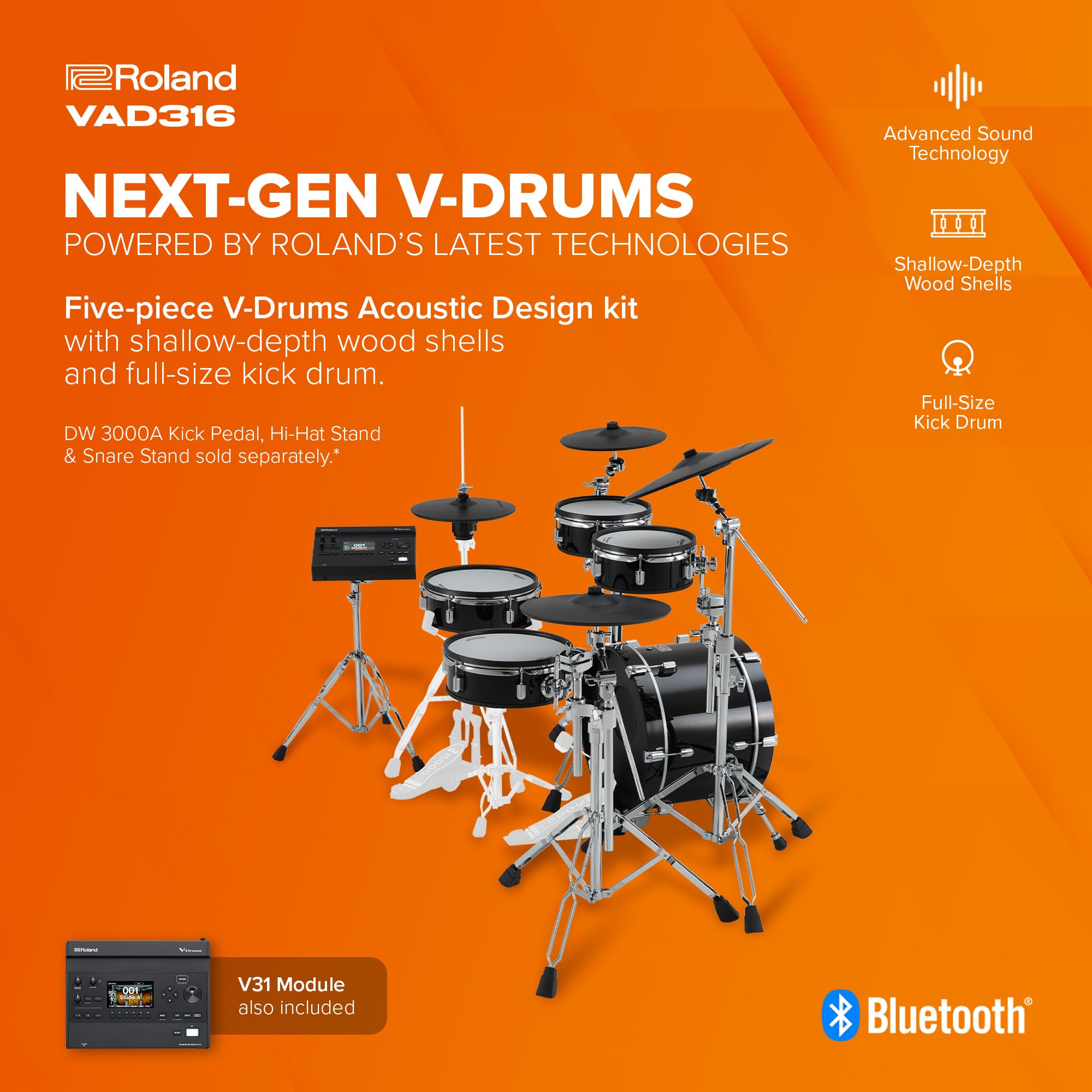 Amazon.com: Roland VAD316 V-Drums | 5-Piece 3 Series Acoustic