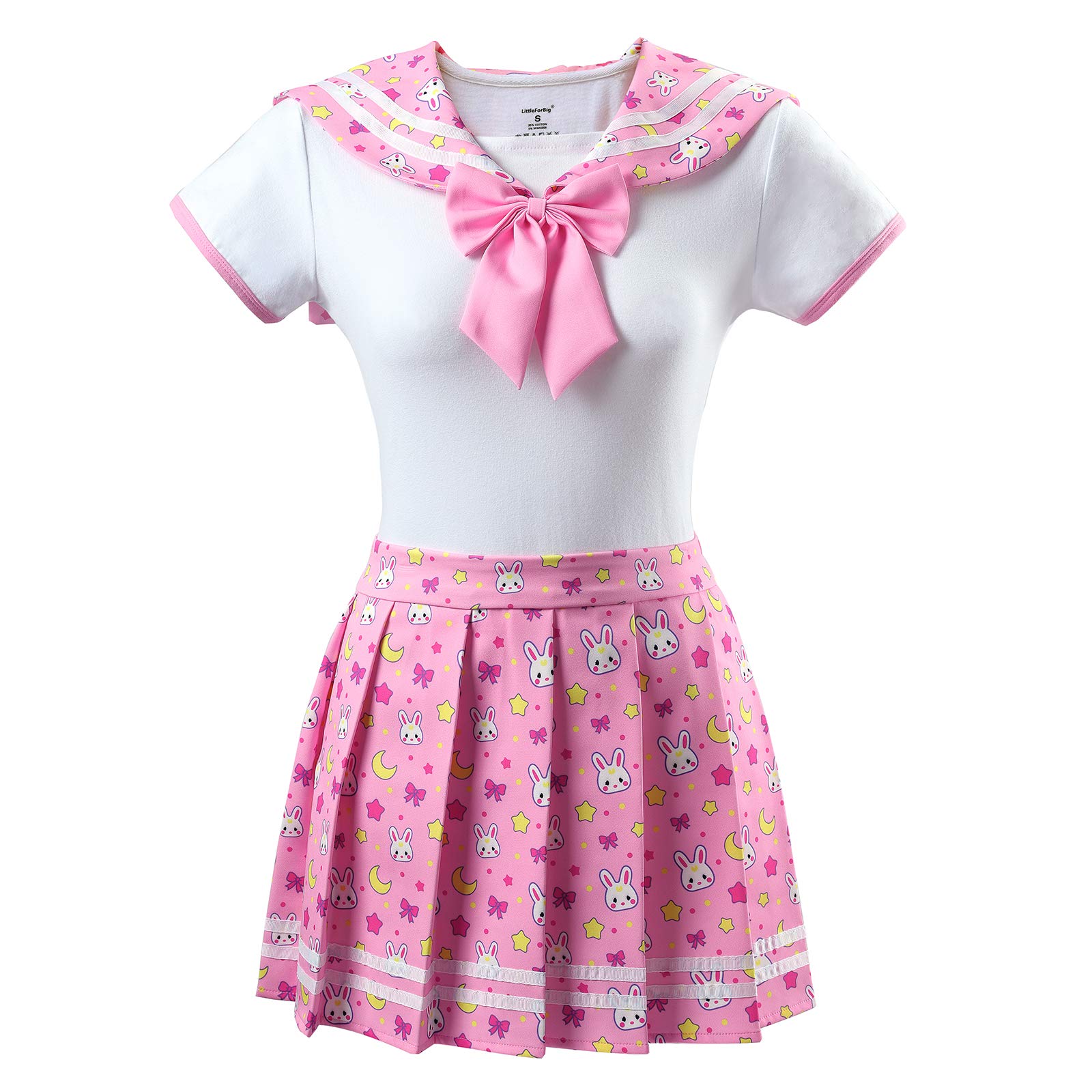 LittleForBig Bawełniany śpioszki Onesie Piżama Bodysuit Cosplay magiczny dziewczęcy Sukienka Zestaw spódnicy onesie mundurowej-Usagi M