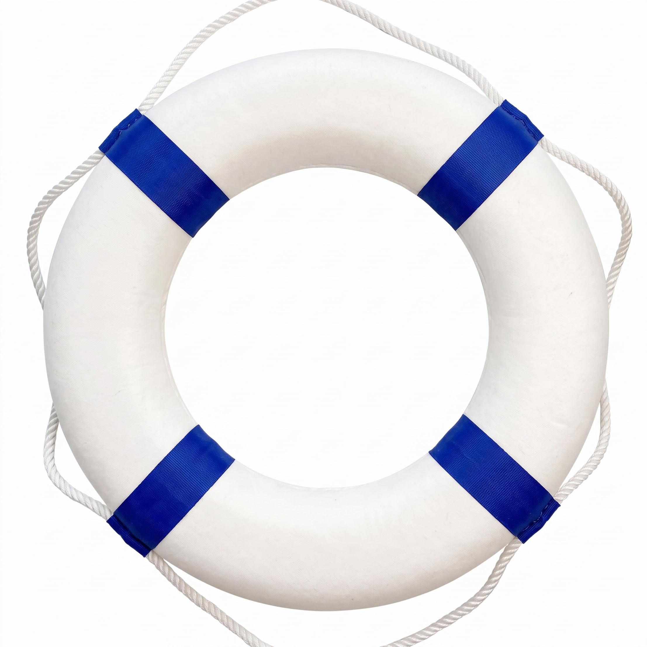 Anillo de Seguridad para Piscina, Salvavidas para Piscina sin inflar para Playa, Azul y Blanco.