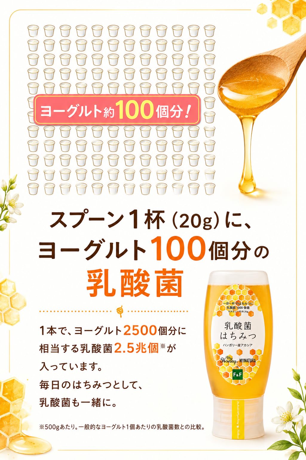 Amazon | マイハニー はちみつ アカシア蜂蜜 500g 乳酸菌2.5兆個配合