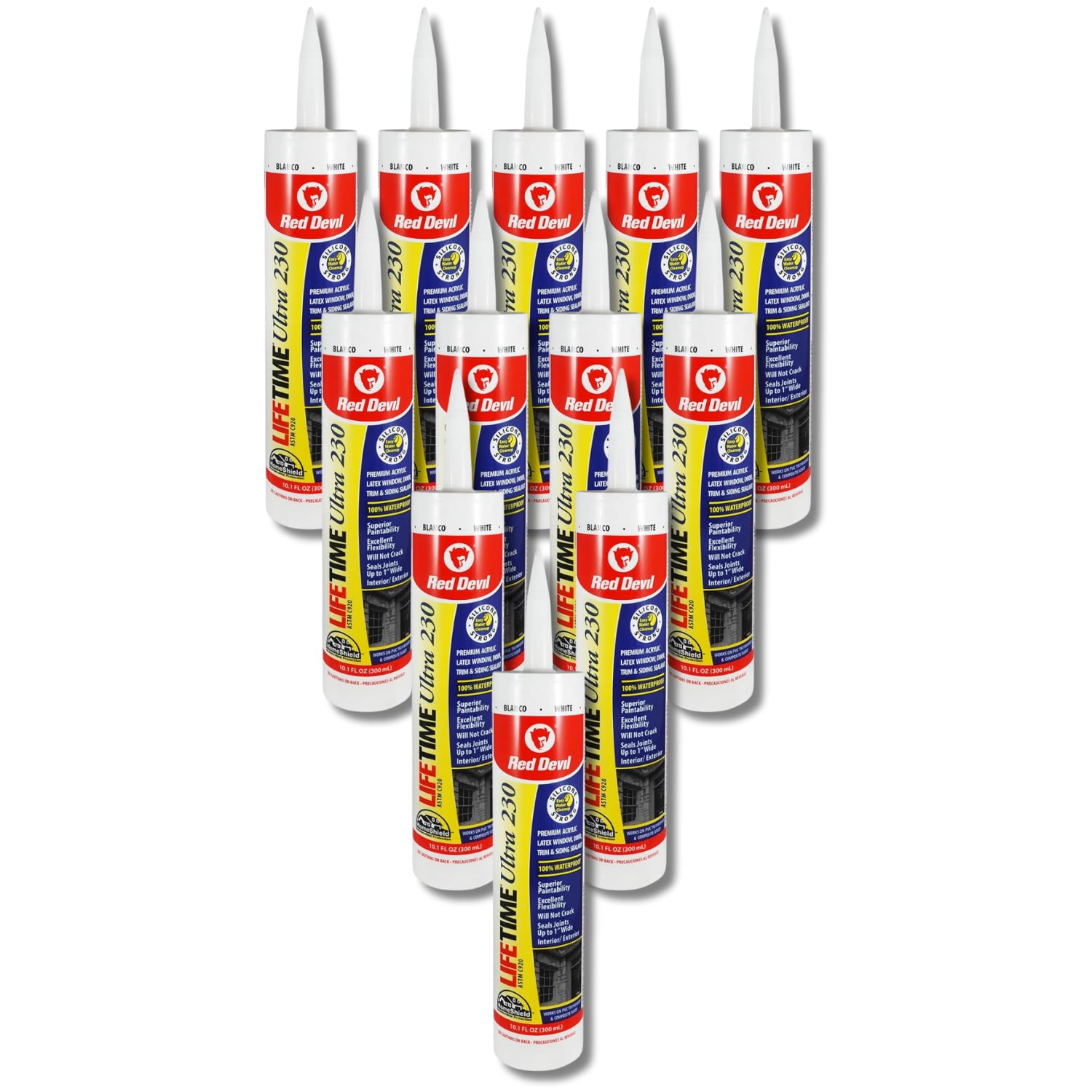 Red Devil 077012 Lifetime Ultra Premium Elastomeric Acrylic Latex Sealant, White, 10.1 oz Pack of 12
