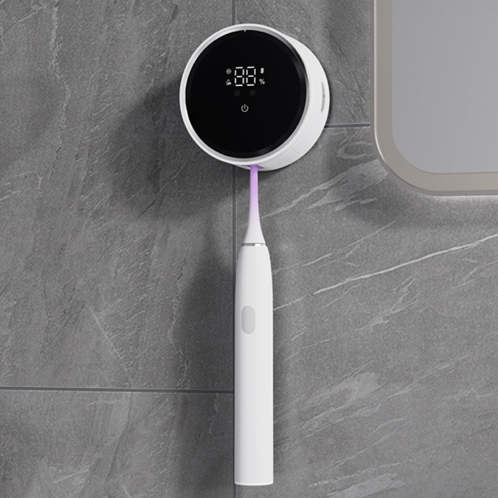 Soporte Inteligente para cepillos de Dientes UV, Limpiador de cepillos de Dientes eléctrico montado en la Pared con Secado automático, Pantalla LED, Sensor de Movimiento.