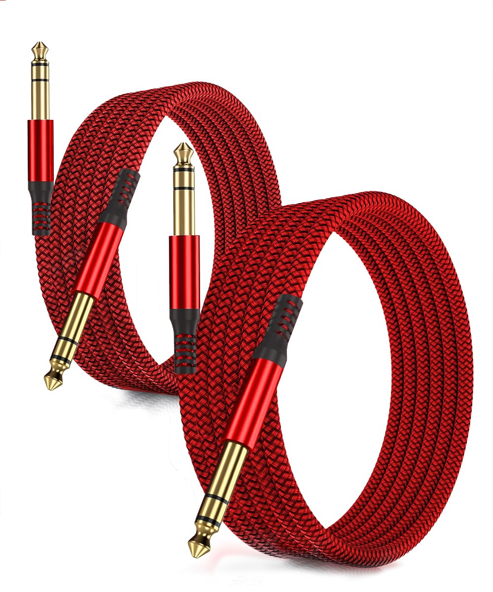 6.35mm TRS Instrument Kabel 3M 2 Pack,1/4 Mannelijke Jack Stereo Audio Gebalanceerde Audiokabel Cord 6 3mm Gitaarkabel Voor Elektrische Gitaar Bas Toetsenbord Mixer Versterker Speaker Equaliz 684412121