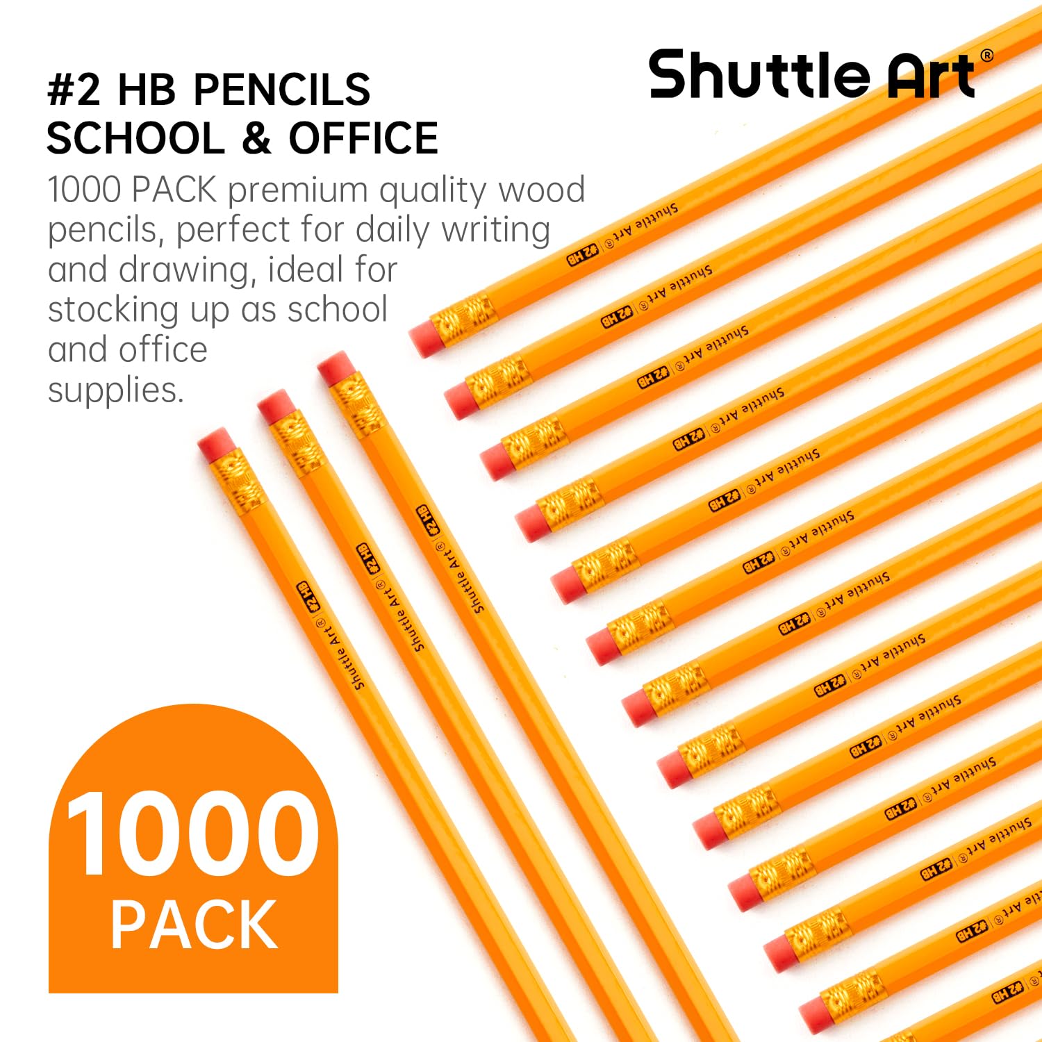 Amazon.com : Shuttle Art Wood-Cased #2 HB Pencils, 1000 Pack