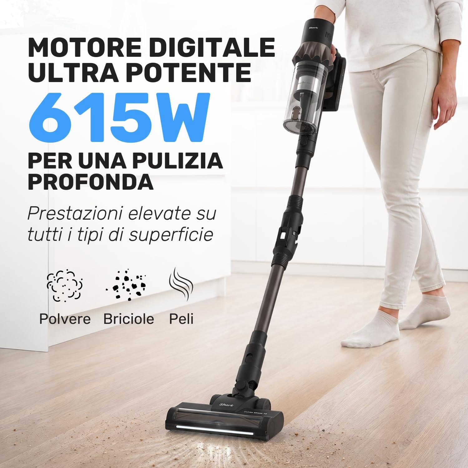 Taurus - scopa elettrica senza fili 220AW, 90 min autonomía, HairFree anti grovigli, Luci LED Full Vision, Serbatoio 700 ml