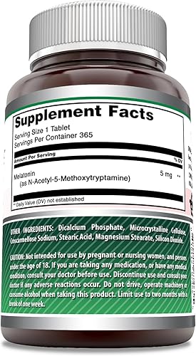 Miniatura 3 de Amazing Formulas - Suplemento de tabletas de melatonina de 5 mg Sin OMG Sin gluten Fabricado en Estados Unidos (365 unidades)