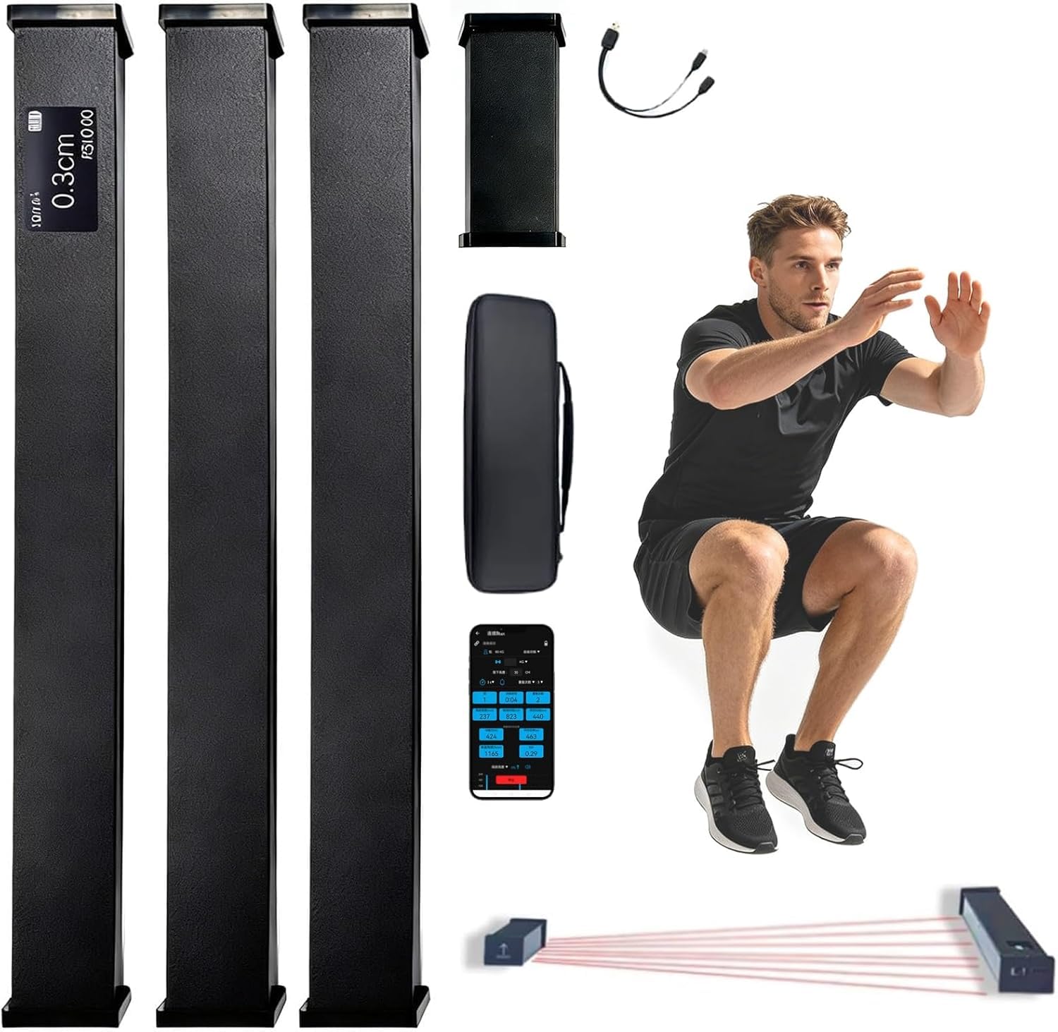 YXFAZPP Advanced Vertical Jump Tester - Smart App & Sensor, Real-time Tracking, Accurate Height Measurement, Force Rsi (size_name Upgraded)