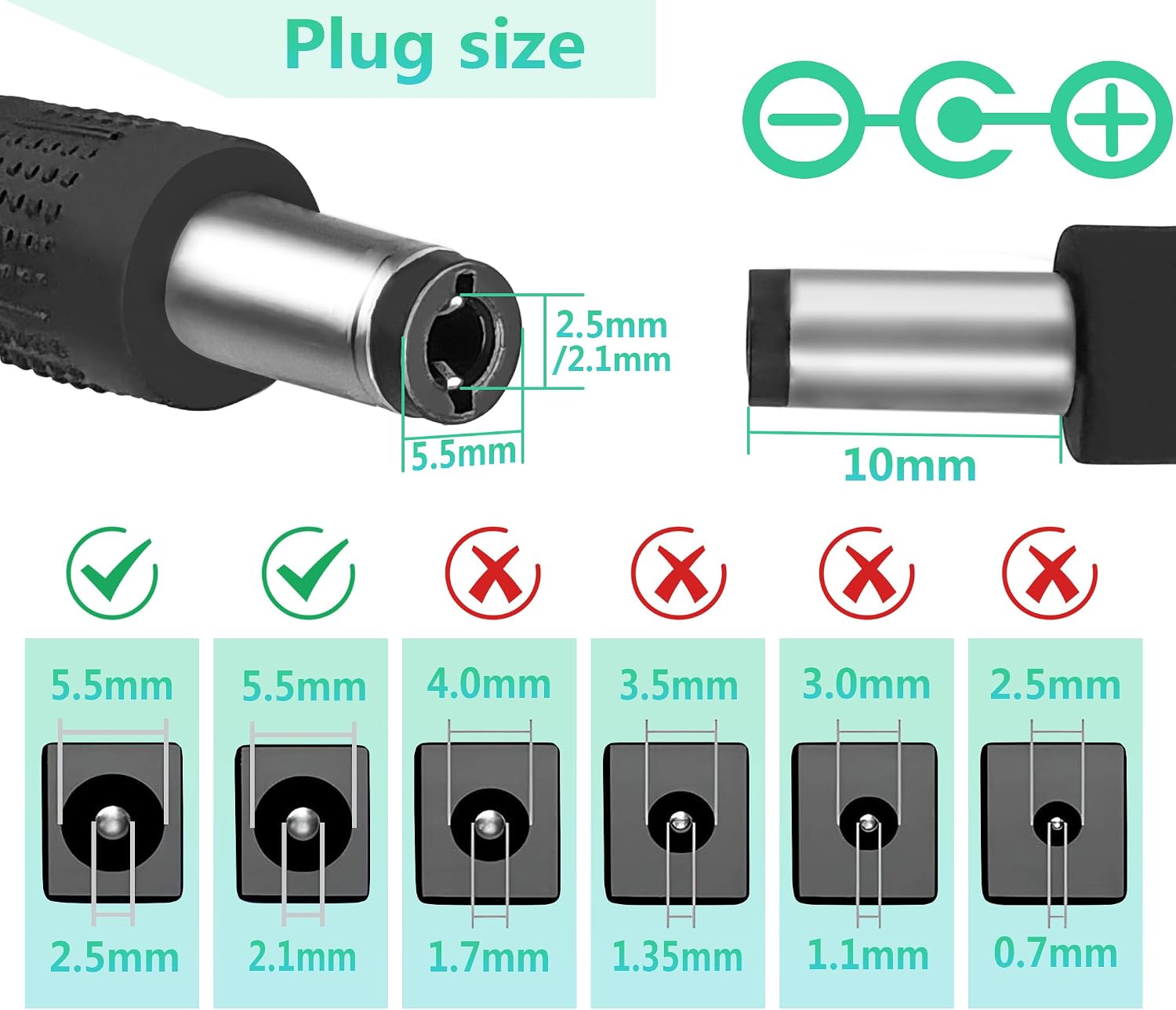 21V 1A Power Supply AC 100-240V to DC 21 Volt 1000mA with 5.5×2.5&2.1mm US Wall Plug for Hoverboard Massage Gun etc