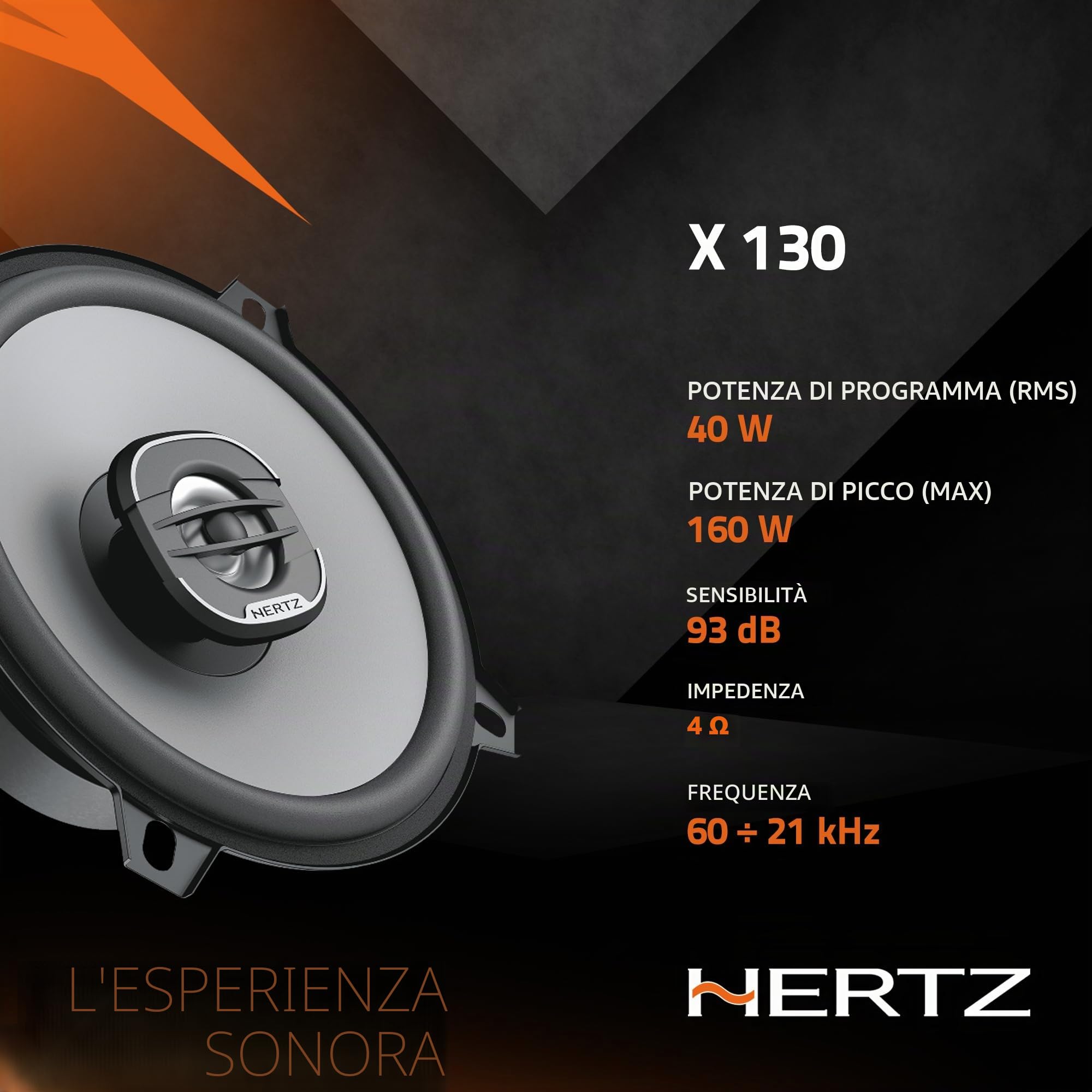 Hertz Pacchetto Serie Uno K 165 Kit 2 Vie Separate 165 mm e X 130 Coassiali 2 Vie 130 mm Sistema Audio Auto Completo