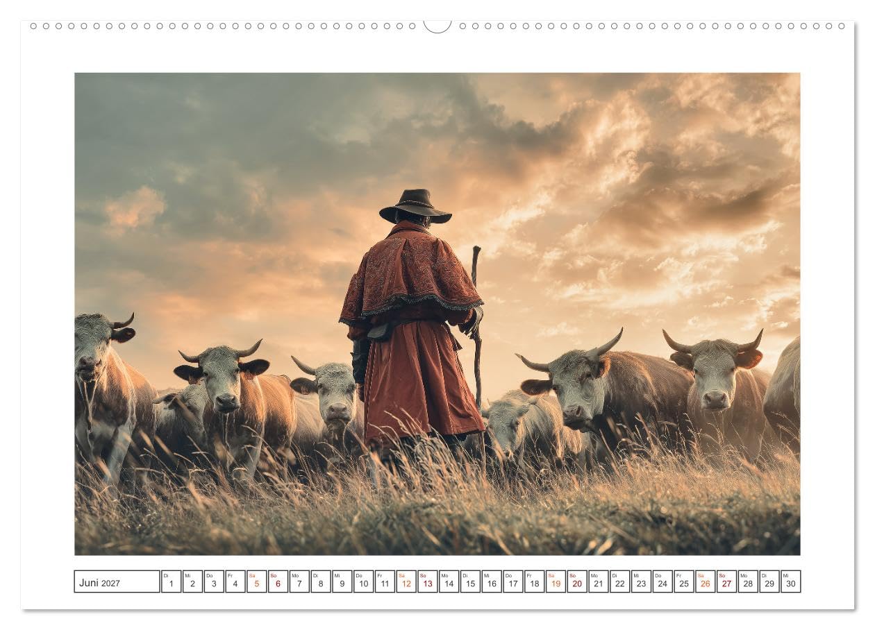 Die edle Kuh (hochwertiger Premium Wandkalender 2027 DIN A2 quer), Kunstdruck in Hochglanz: Dieser außergewöhnliche Kalender zeigt die Kuh als zeitloses Motiv barocker Kunst. (CALVENDO Tiere)