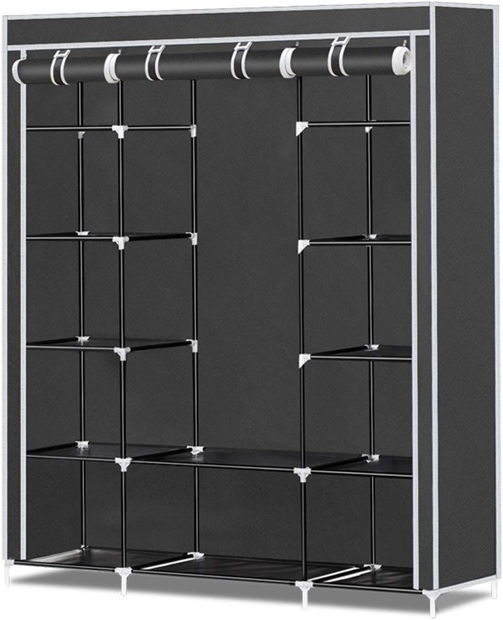 Herron Portable Clothes Closet Strong and Durable Wardrobe Closet Storage Organizer (Black)