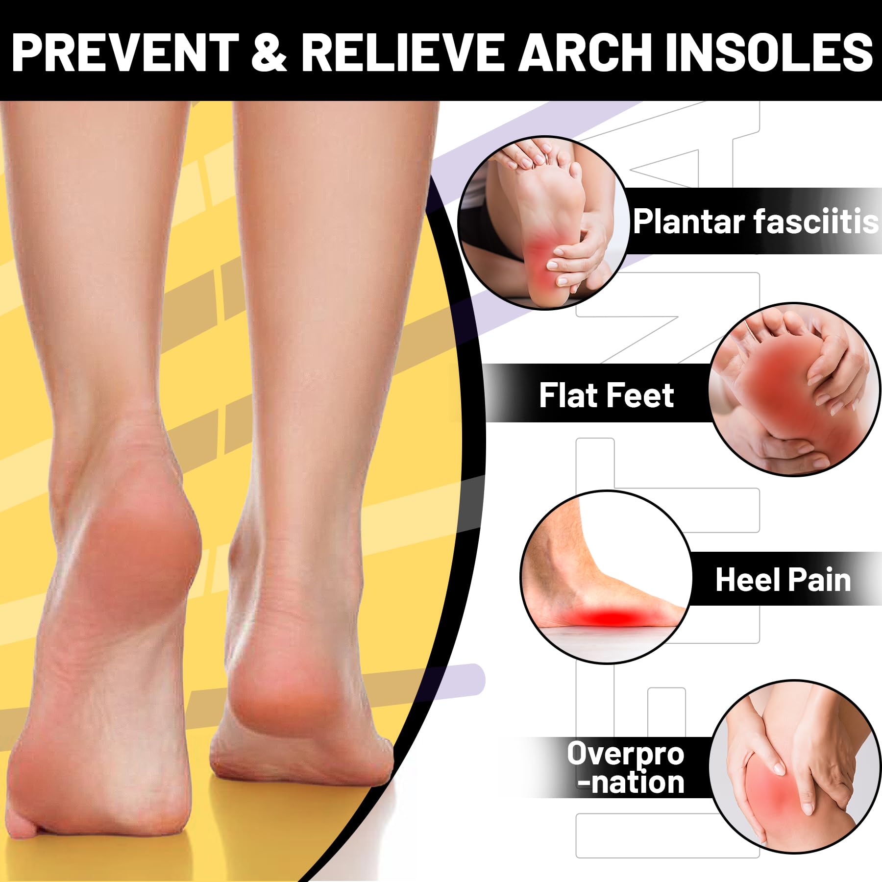 Las plantillas para el soporte del arco las plantillas para los pies planos la fascitis plantar ayudan a aliviar el dolor en los pies de hombres y mujeres