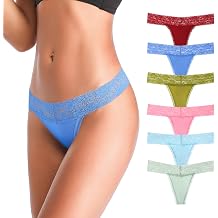 ANNYISON Womens Thongs, T Back Low Waist See Through Panties Cotton Seamless Lace Thongs for Women