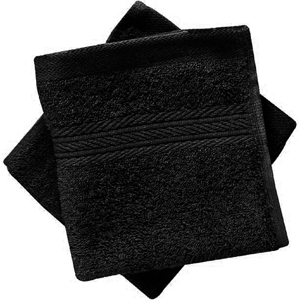 Diamond Tex Premium Quality Soft Black Flannels Face Cloth 100% Egyption Cotton Thick High 600 GSM Absorbent Wash Cloth Pack of 12 Hotel Style Kitchen Dish Wash Towel Gym Facial Cloth โ image 1