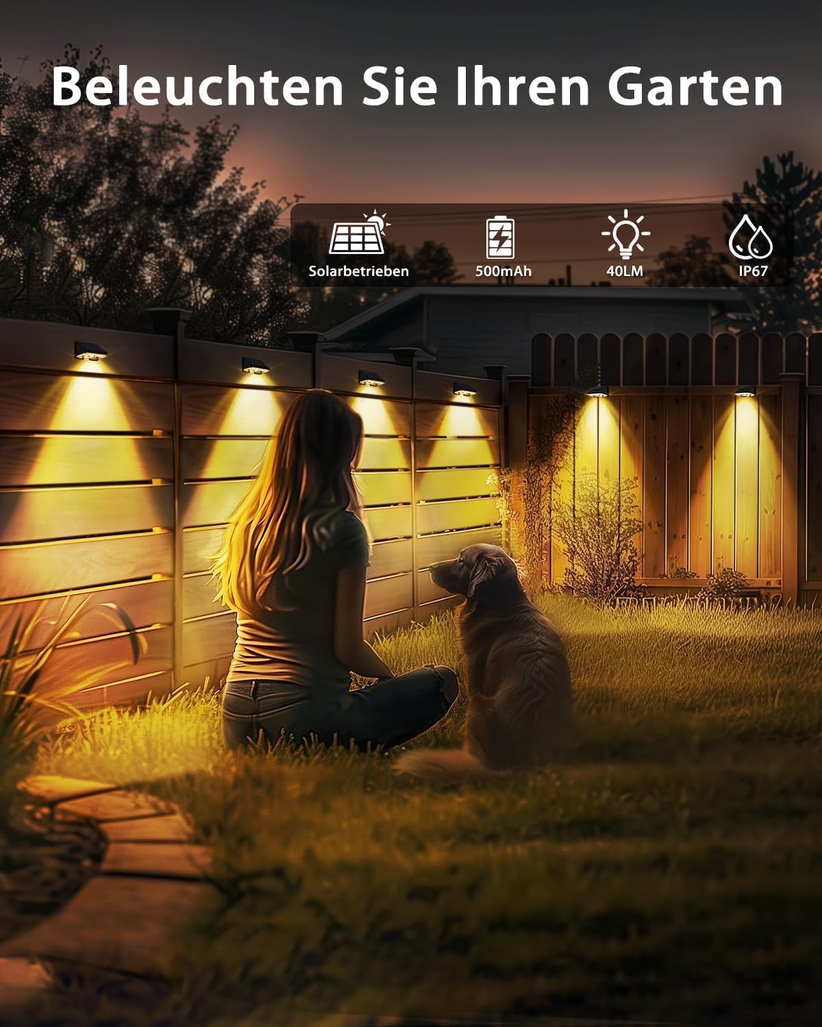 Solarlampen für außen wand, solar wandleuchte aussen, IP67 Wasserdichte Gartenleuchten Solar Zaun Beleuchtung für Garten Balkon Terrasse solarleuchten Zäune Warmweiß 16er