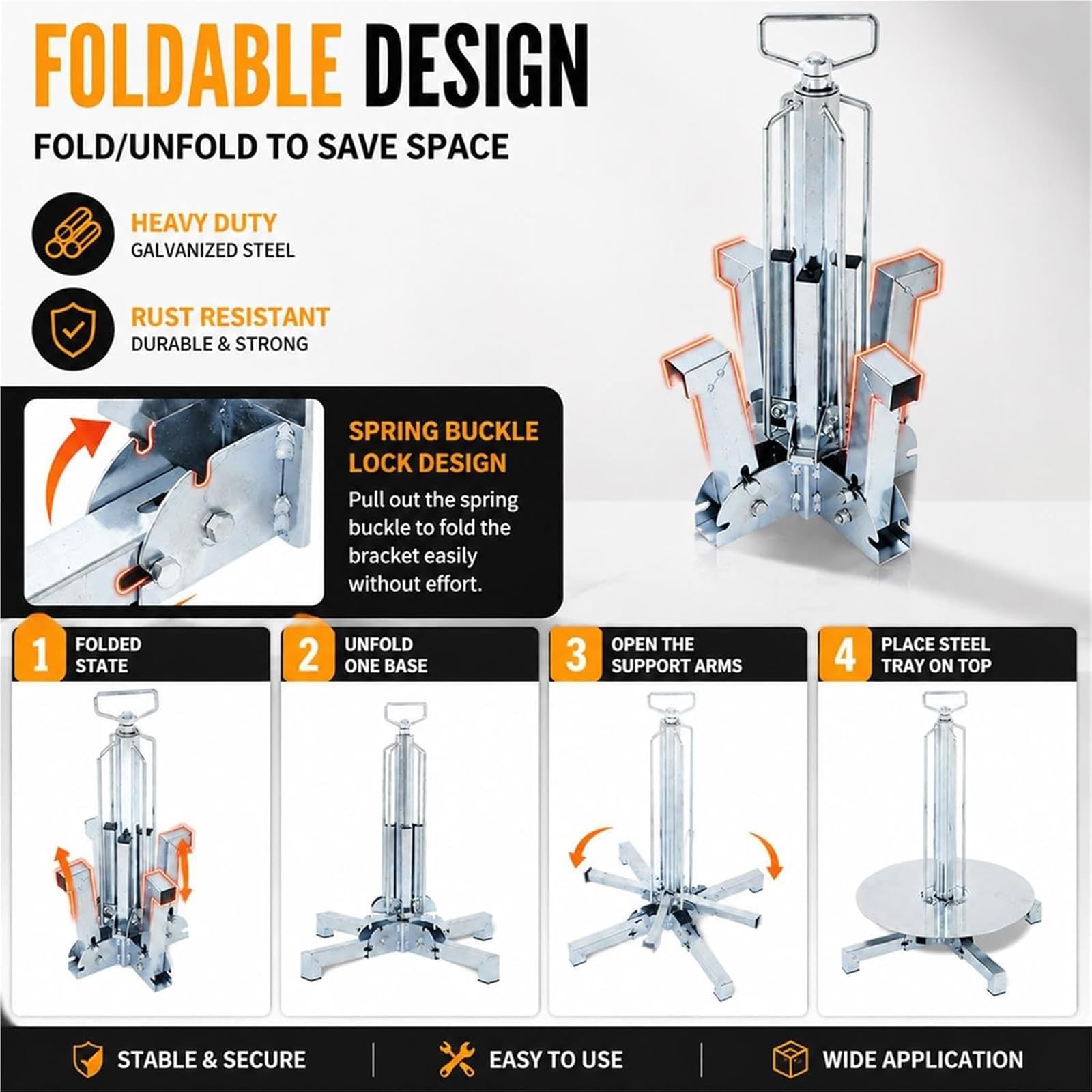 Porta Cavi 10-16², Contenitore Girevole Pieghevole A 1-4 Strati per Bobine di Filo, velocità Regolabile, Supporto per Cavi con Piattaforma Girevole in Metallo, per Uso Industriale C 2