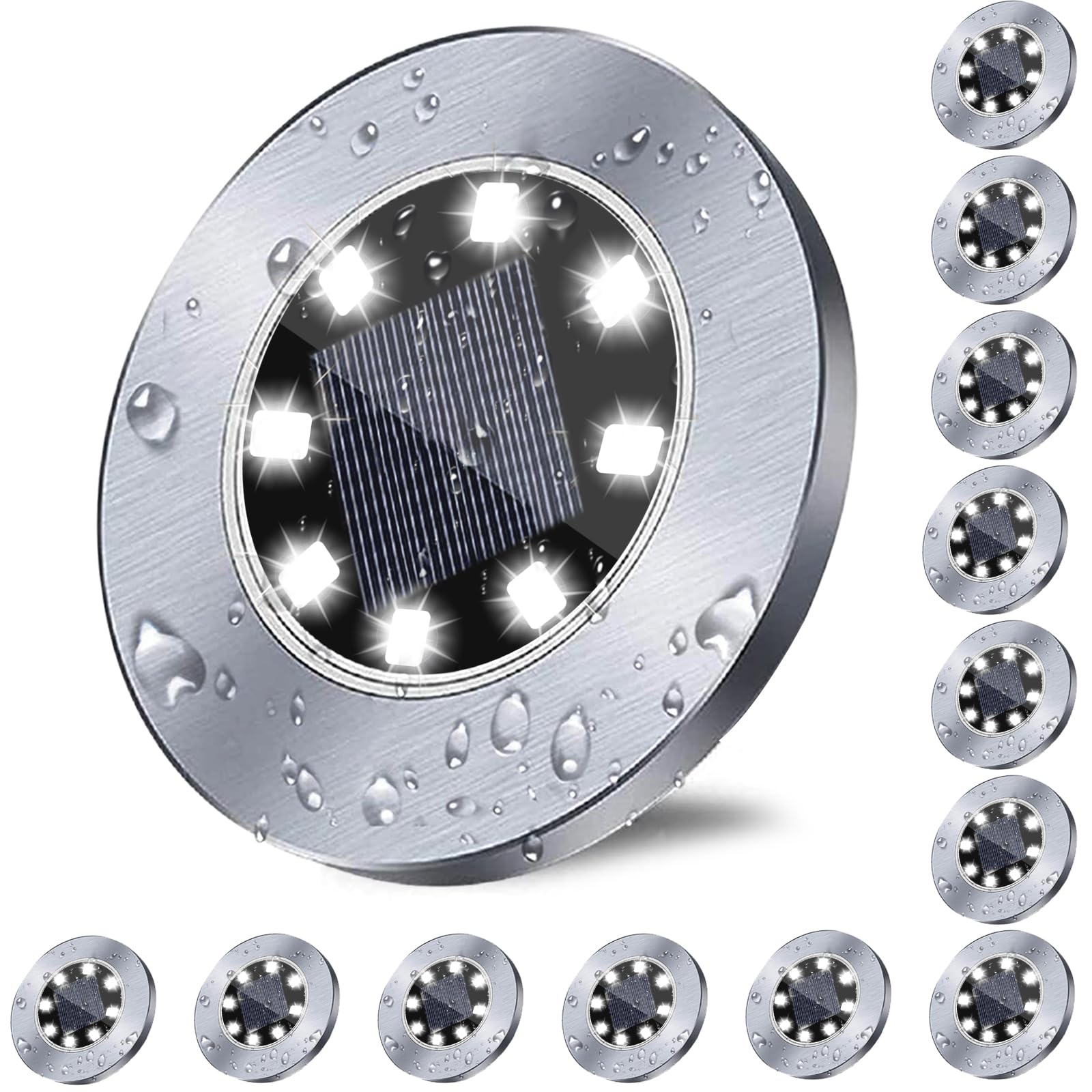 Solar Ground Lights, Waterproof Garden Upgraded Outdoor Bright in-Ground Landscape Lights for Pathway,Yard,Deck,Lawn,Patio,Walkway (12 Pack White Light)(12 Pack Light)