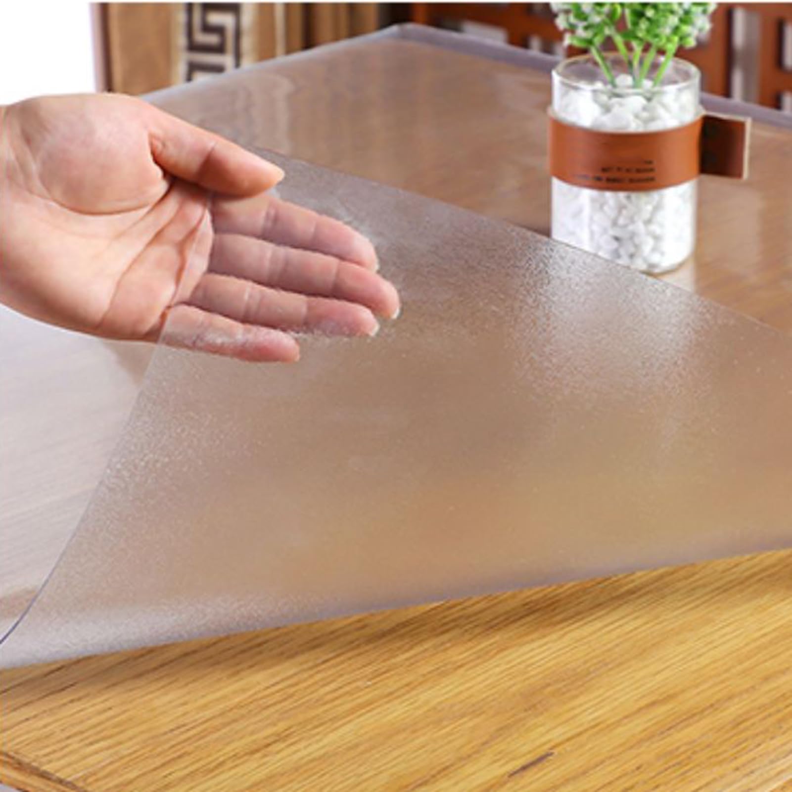 Tovaglia Plastificata Rettangolare PVC Glassato,Pellicola Antimacchia,protettiva Per Cucina,Protezione per Tavolo trasparente,Copri Tavolo Impermeabile,Copertura Scrivania (2mm,60x160cm)