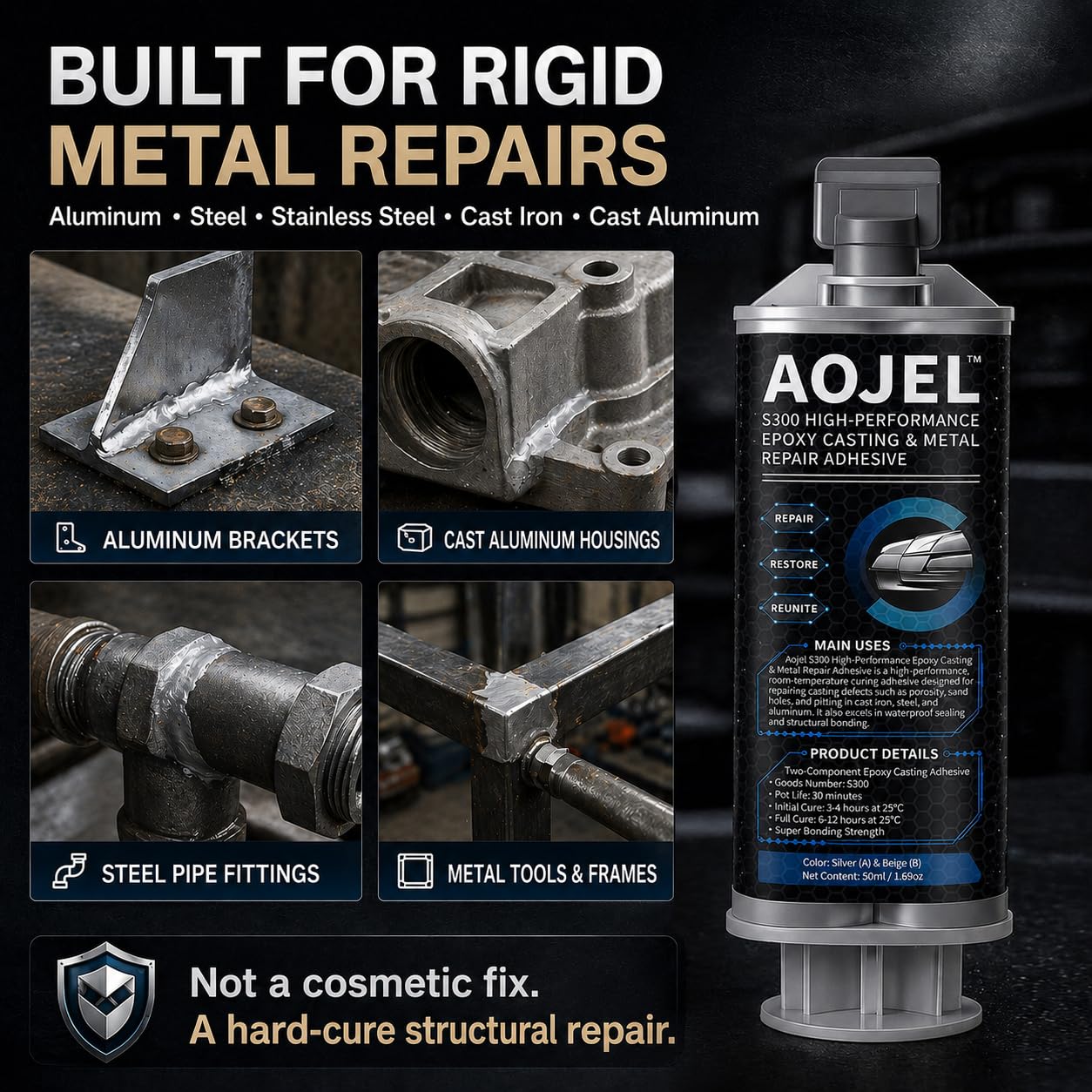 AOJEL S300 Metal Epoxy: Repair Aluminum & Steel -3