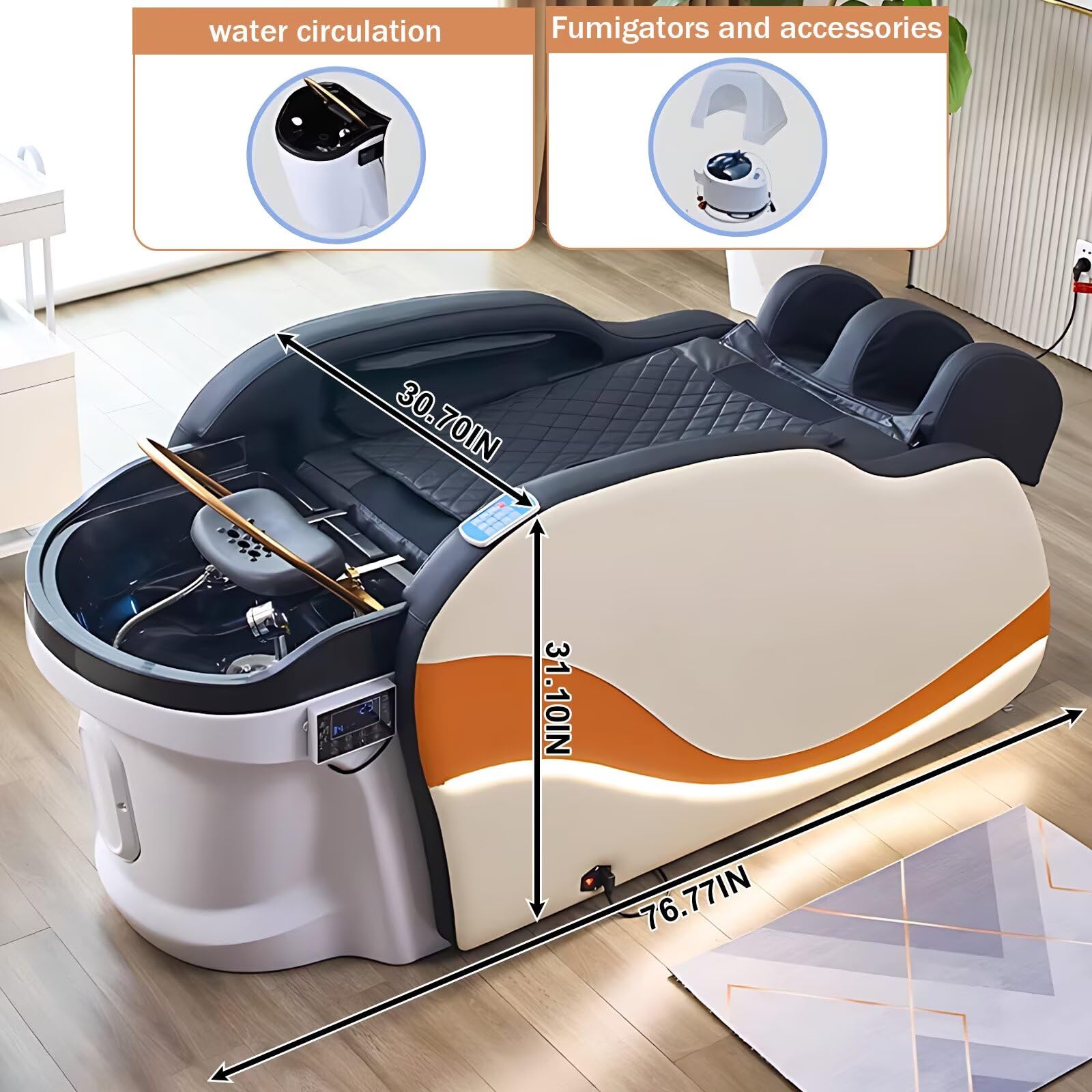 Professionelle Haarwaschliege, Massageliege mit Stilvoller Ambientebeleuchtung, Salon-Spa-Ausstattung mit Wasserzirkulation, Begasung Und Ganzkörpermassage