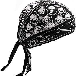 Hiphopville Fitted Bandana White & Black Skull Fitted Du Rag Headwrap