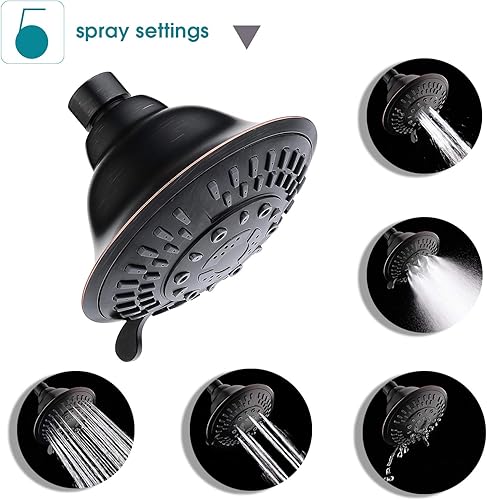 Miniatura 2 de BRIGHT SHOWERS Cabezal de ducha fijo con 5 ajustes de pulverización y filtro de cabezal de ducha a juego