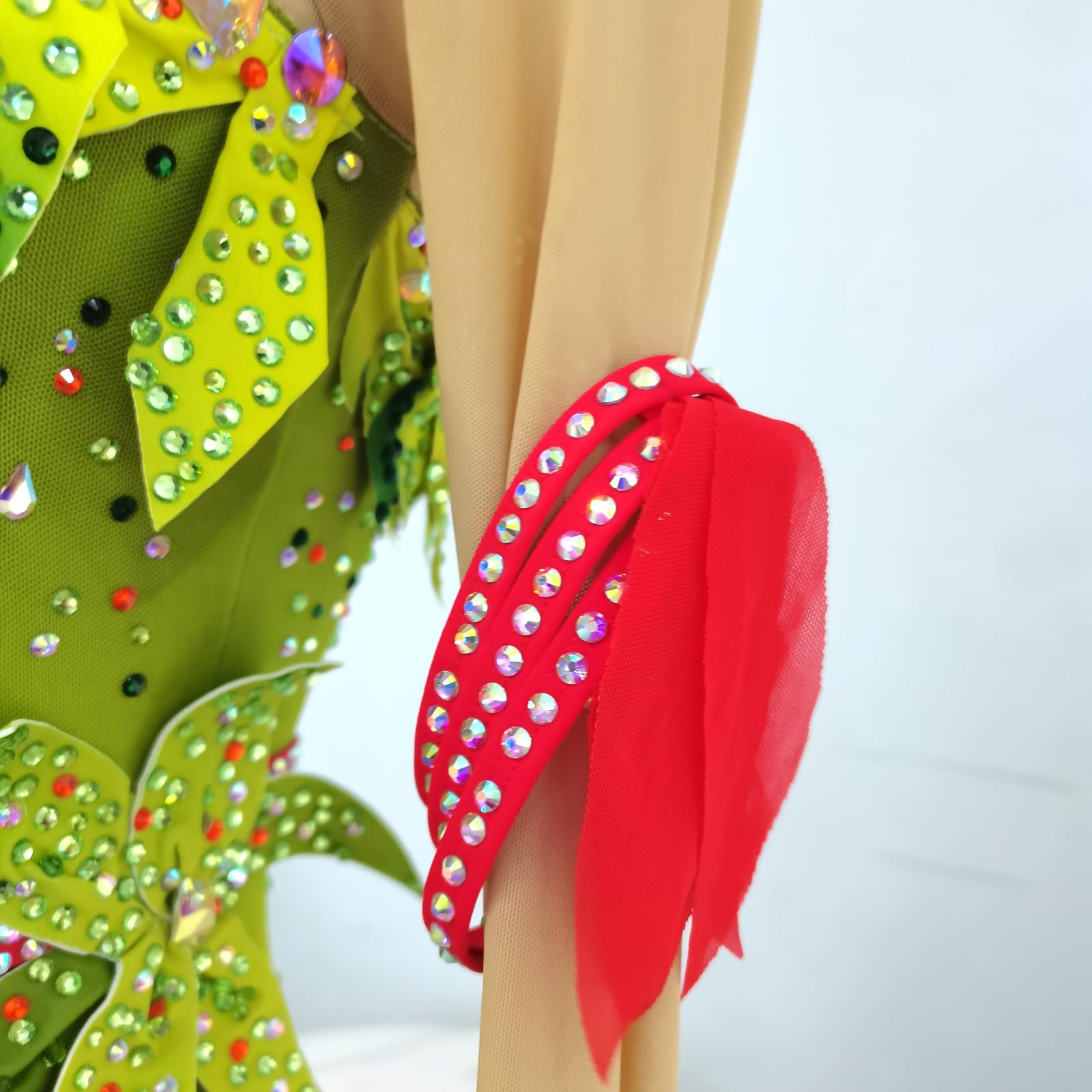 LIUHUO Vestito da Pattinaggio Artistico su Ghiaccio - Costume da palcoscenico Fatto a Mano per Donne - Bambina Personalizzabile Verde