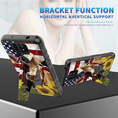 Miniatura 221 de AT&T Calypso 2 (U319AA) Funda con protector de pantalla de vidrio templado resistente con función atril integrado para debut de críquet, ciervo