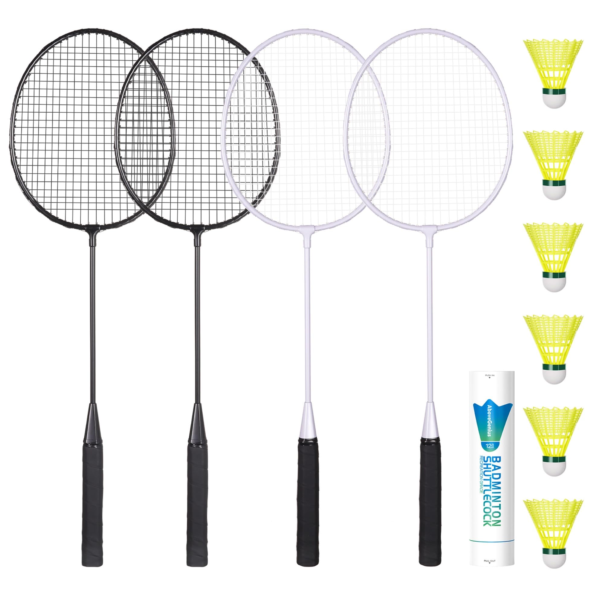 – Badminton Rackets Set for Outdoor Backyard Games, Including 4/6 Rackets, 6 Nylon Badminton Shuttlecocks, Lightweight Badminton Racquets for Beginners
