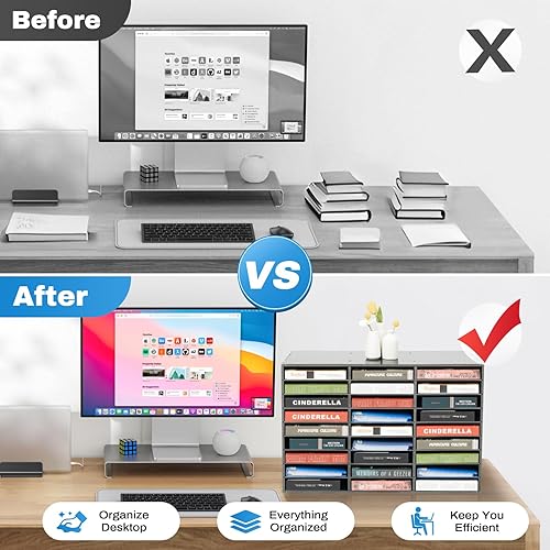 Miniatura 7 de Mail Sorter Organizer, 27 Compartments Mailbox for Classroom, Desktop File Organizer with Adjustable Shelves, for Office Home Classroom, Black