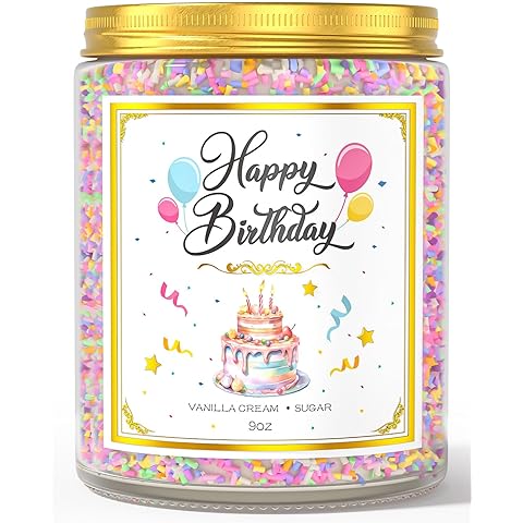 VEGISHINE Birthday Candles Gifts for Women, Birthday Gifts for Women Men, 9 oz Happy Birthday Candle with Vanilla Birthday Cake Scent, Women Friendship Ideas