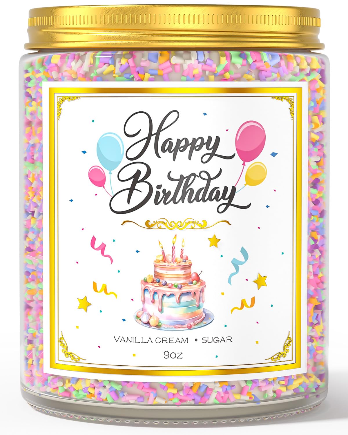VEGISHINE Birthday Candles - 9 oz Happy Birthday Candle with Vanilla Birthday Cake Scent, Gifts for Women & Men, Friendship Ideas