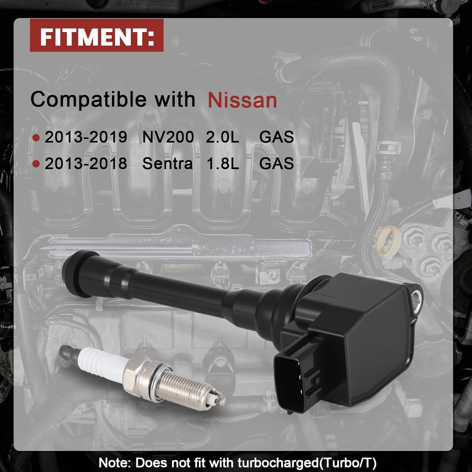 UF708 Ignition Coil Pack and Iridium Spark Plugs Set of 4 Compatible with Nissan NV200 Sentra 2013-2019 Replaces# IC812 PR4011, 91187