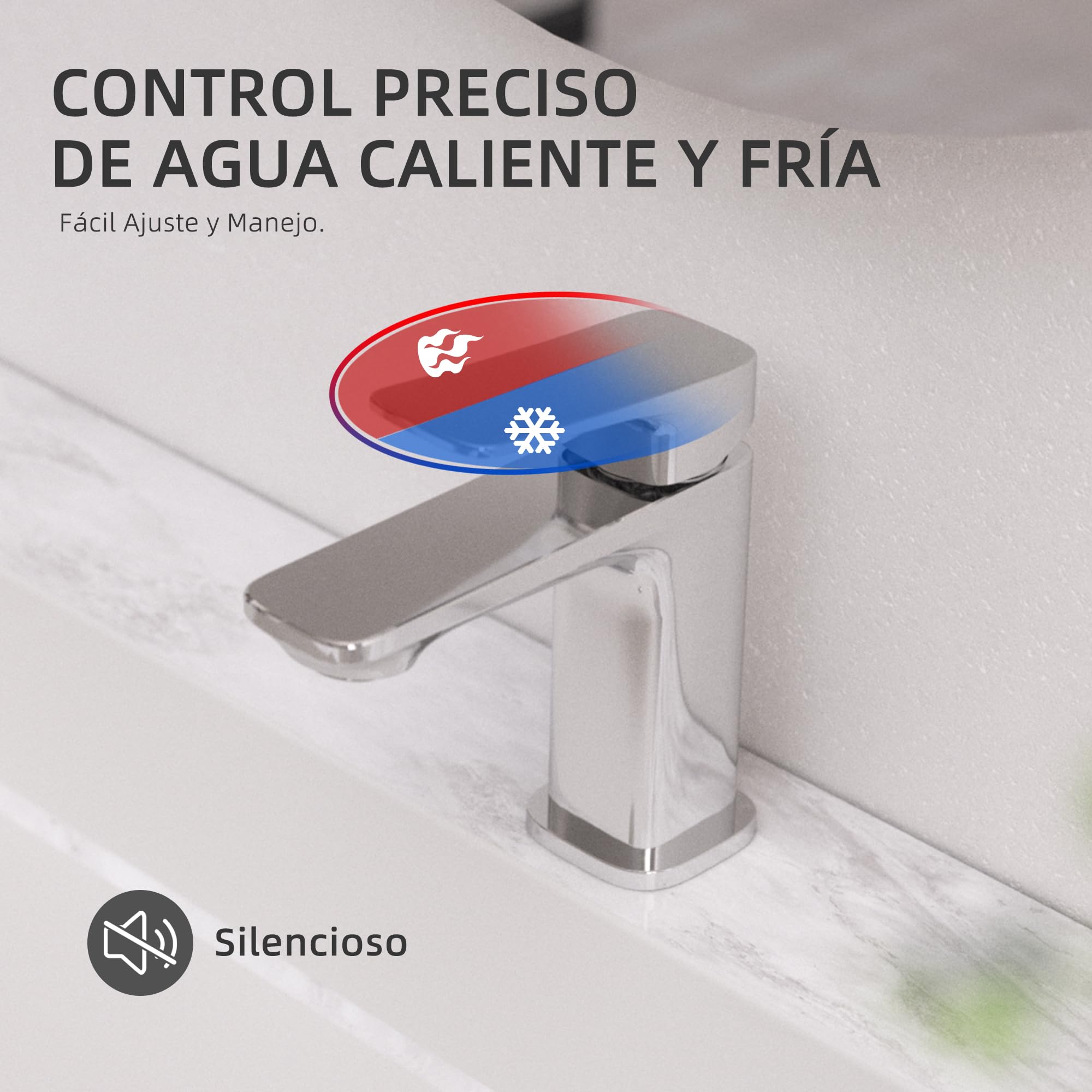 BELZ Grifo monomando de lavabo para baño, cartucho cerámico, instalación fácil, ahorro de agua y energía, diseño moderno