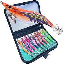 TACKLAND Egi Set of 10 Really Frequently Used Colors with Scalloped Case No. 2.5, 3.0, No. 3.5, Egging, Lure, Beginner, Squid, Octopus, Whole Body Night Rattle Type, Egging, Bait