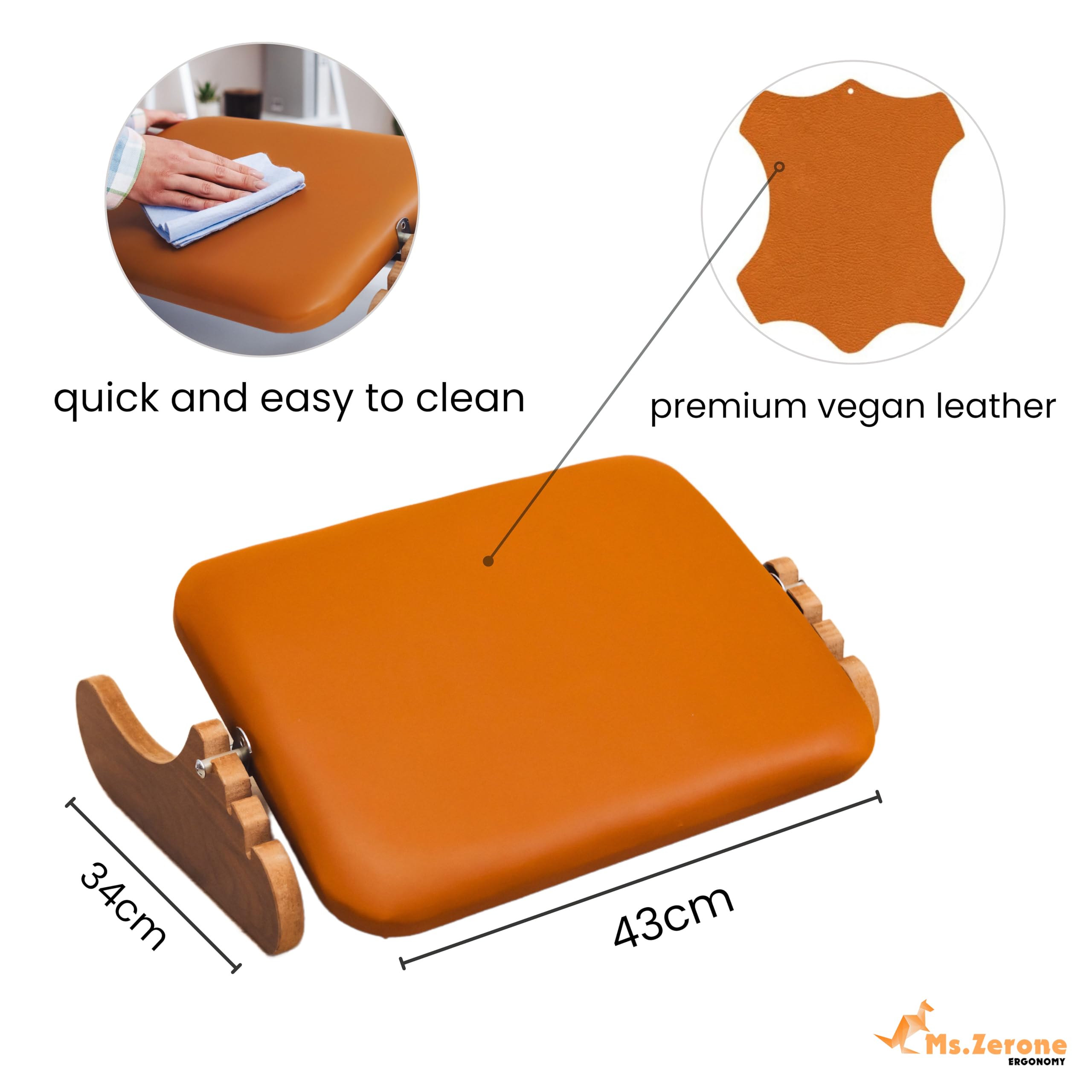 Reposapiés de oficina de piel sintética - Reposapiés ergonómico ajustable con palanca - Mejora la postura - Fácil de limpiar - Estilo Premium Madera