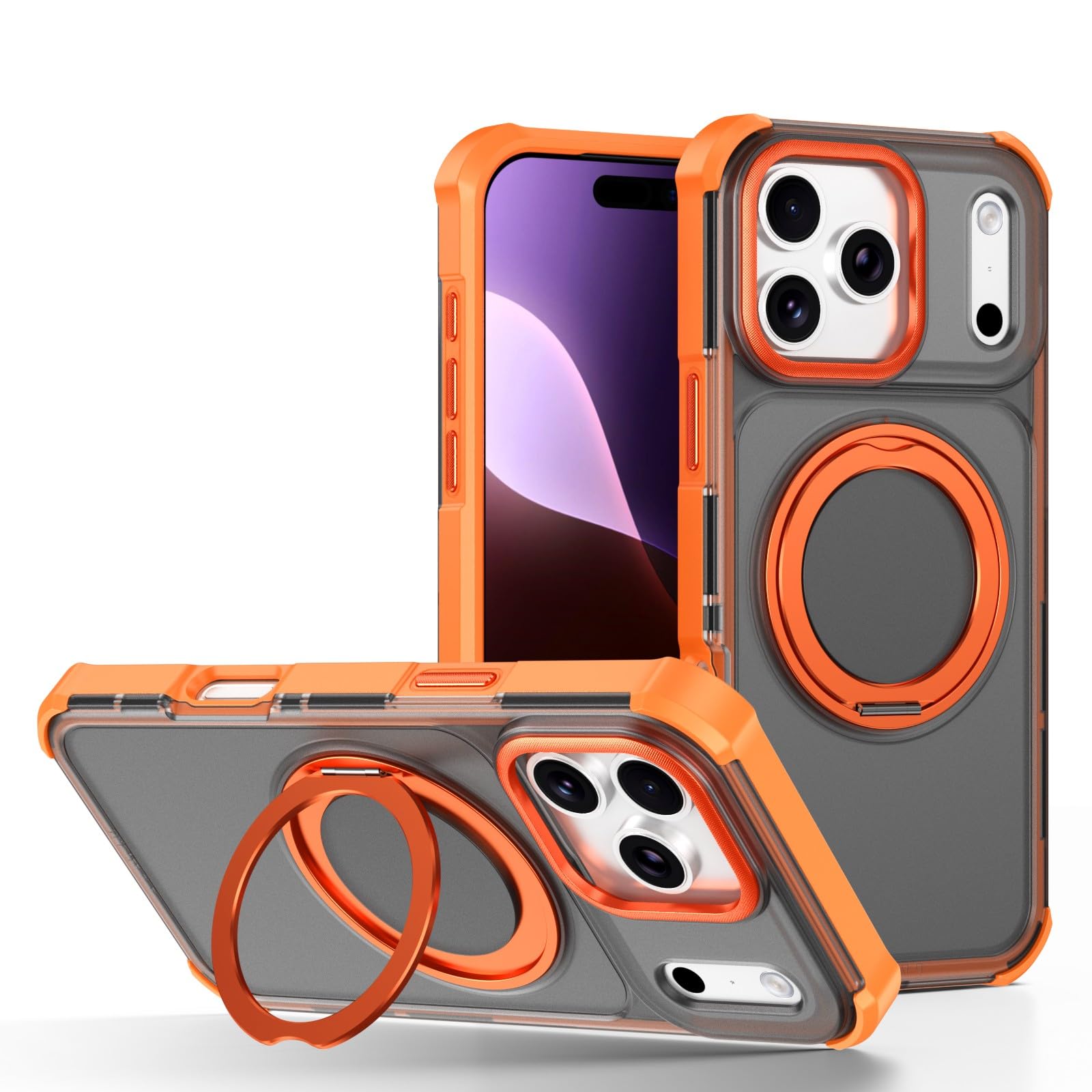 Coque iPhone 12 Pro Max anti-chute avec support béquille orange - 8