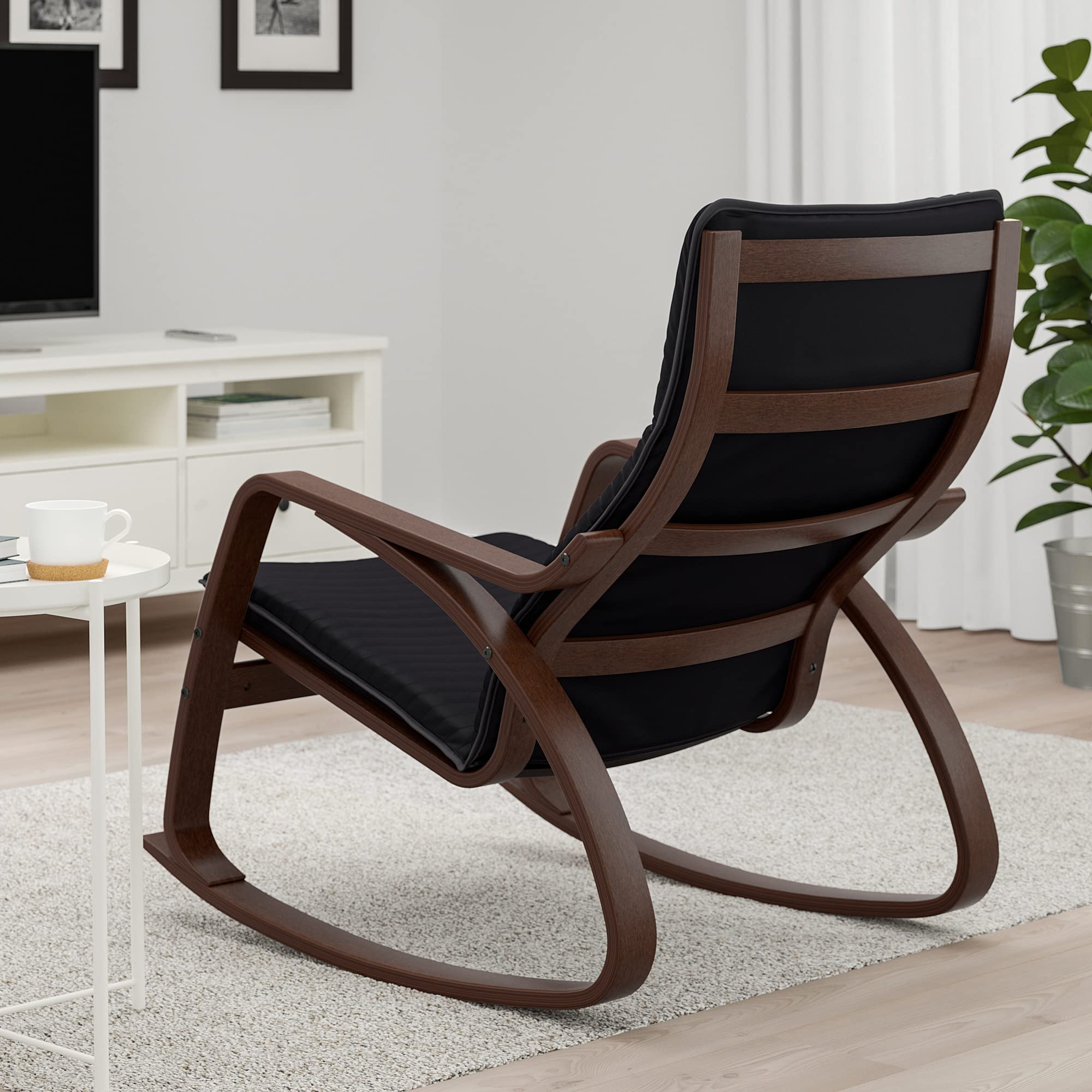 IKEA POĘNG fotel bujany, brązowy/czarny Knisa