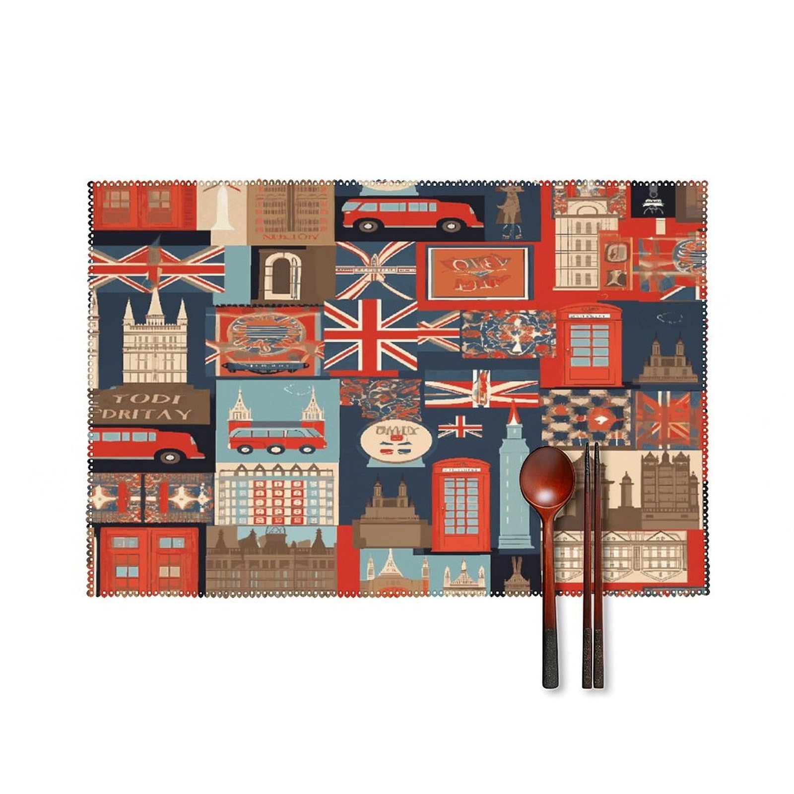 Fodpand Style England Symbols Placemats Set Of 4 Place Mats Table Mats