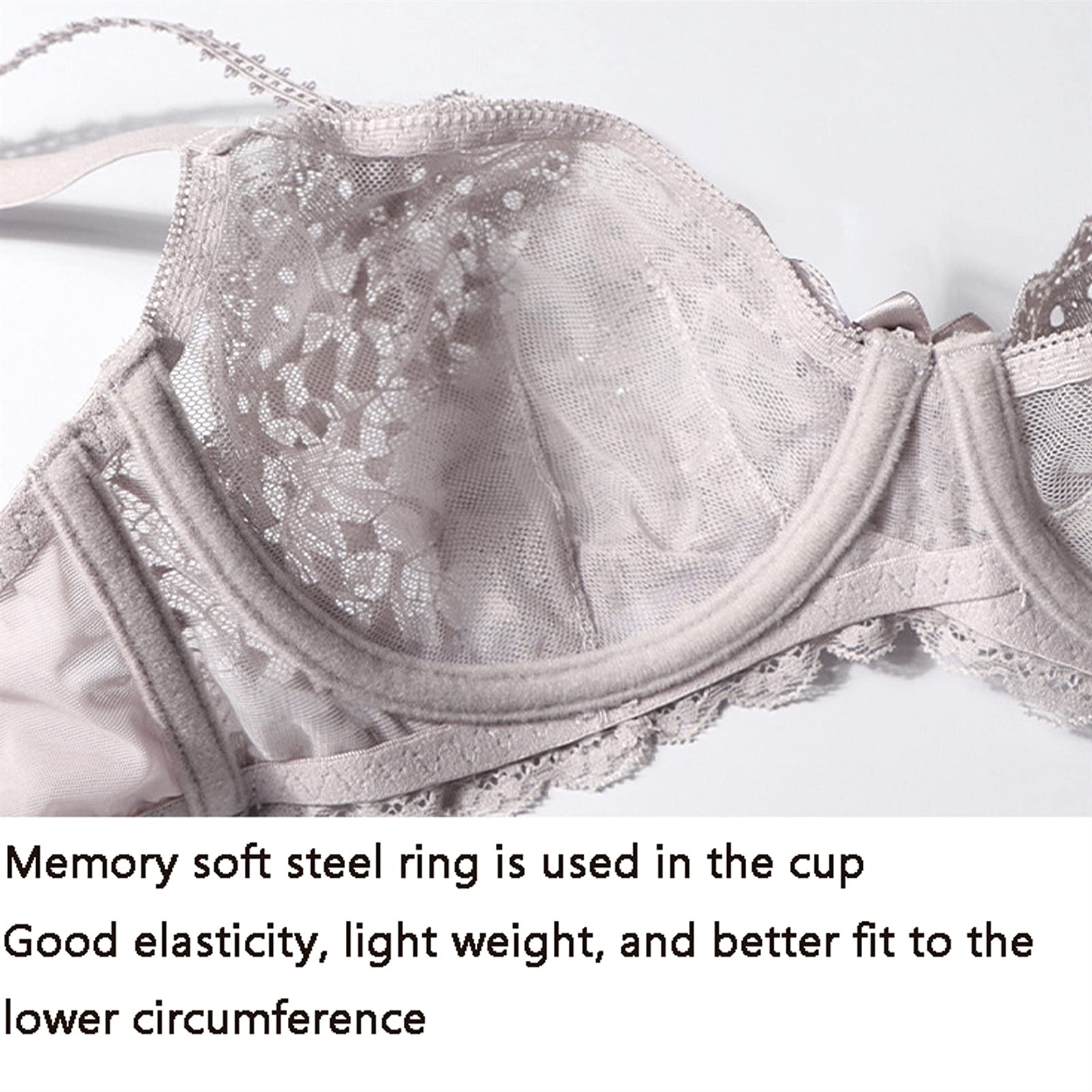 Reggiseno in pizzo trasparente da donna, push up Plus Size trasparente per tutti i giorni, minimizer intimo a rete non imbottito